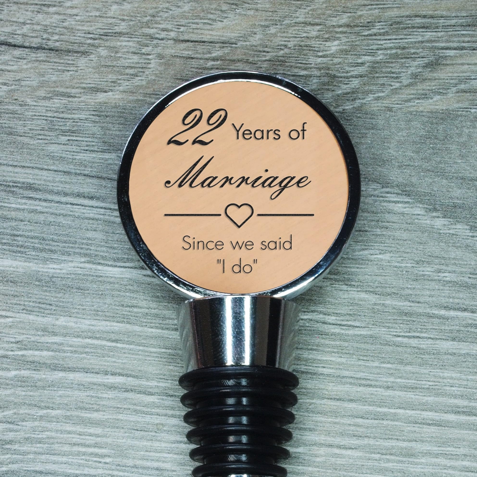 22nd Wedding Anniversary Bottle Stopper, Copper Anniversary Engraved Wine Stopper (Since we Said I do)