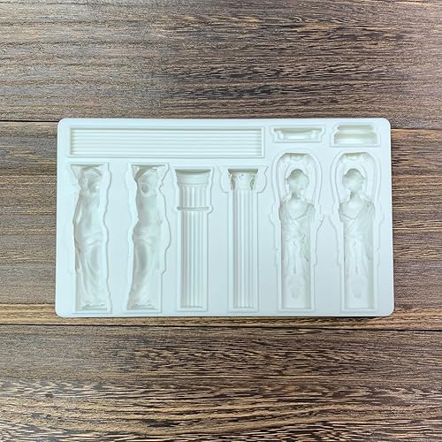 Miniatura 3 de Columna romana, escultura de diosa, pilares de mármol griego, Bas Relief retro, fondant, artesanía de azúcar, decoración de pasteles, moldes,