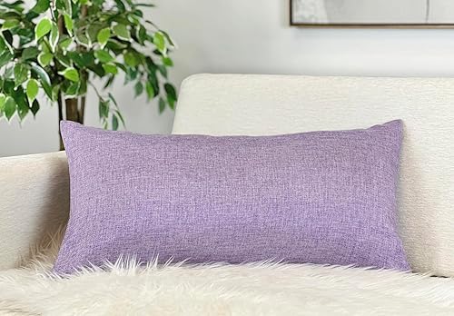 Aiking Home - Funda de almohada tejida de lino sintético fino, tamaño 12 x 24 pulgadas, color lavanda