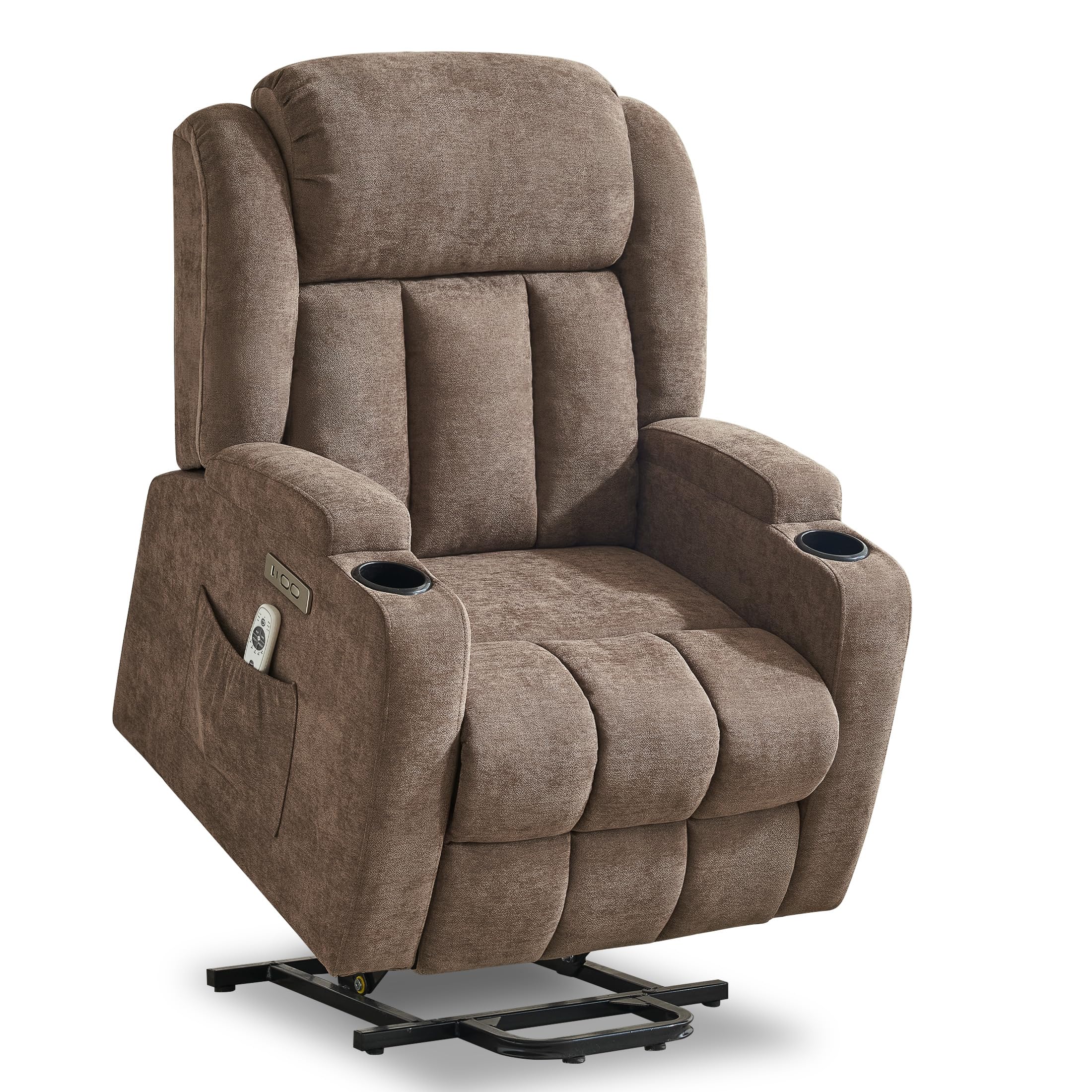 Power Lift Recliner Chair for Elderly with Massage and Heat, Reclining Sofa Chair with USB & Type-C Ports and Cup Holders, L1188(Brown)
