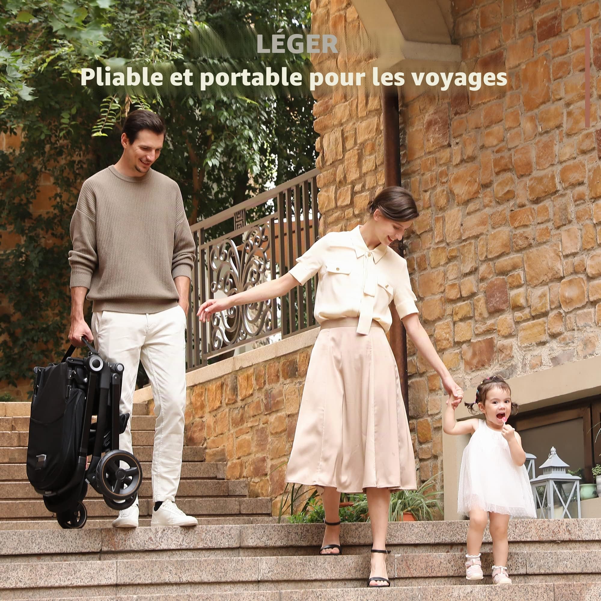 ELITTLE EMU Poussette Pliante Reversible, Poussette Bebe Face Parents 25kg,Automatique Centre Gravité Conception Rréglage,Landaus Siège Dossier 95-175°pour Exterieur Ville pour Bebe 0 a 3 Ans,Noir