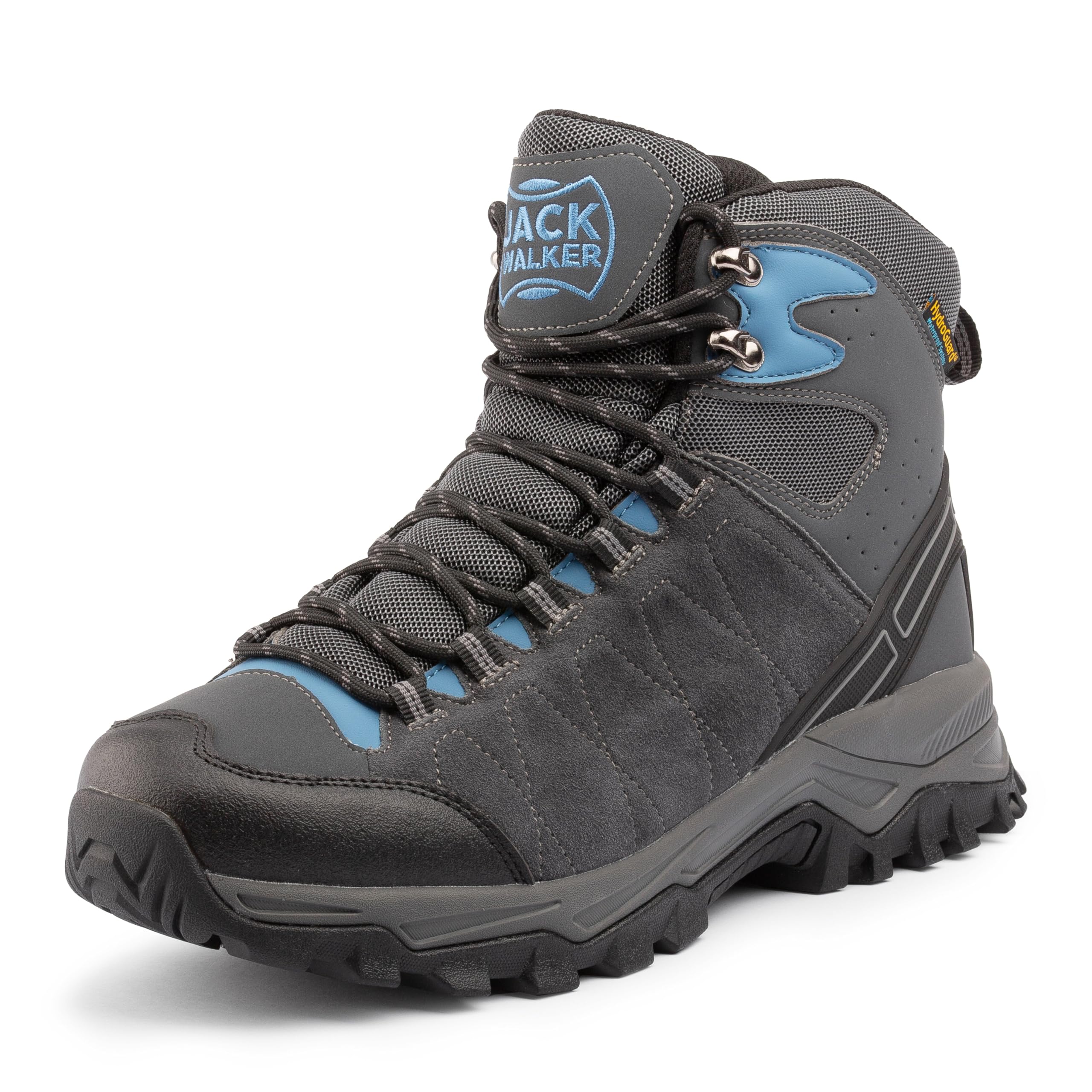 Jack WalkerMen's Walking Boots Lightweight Comfortable Hydroguard Waterproof Ideal for Trekking Enthusiasts Suede Leather with Memory Foam Insoles Perfect for Daily and Casual Use Riley Grey