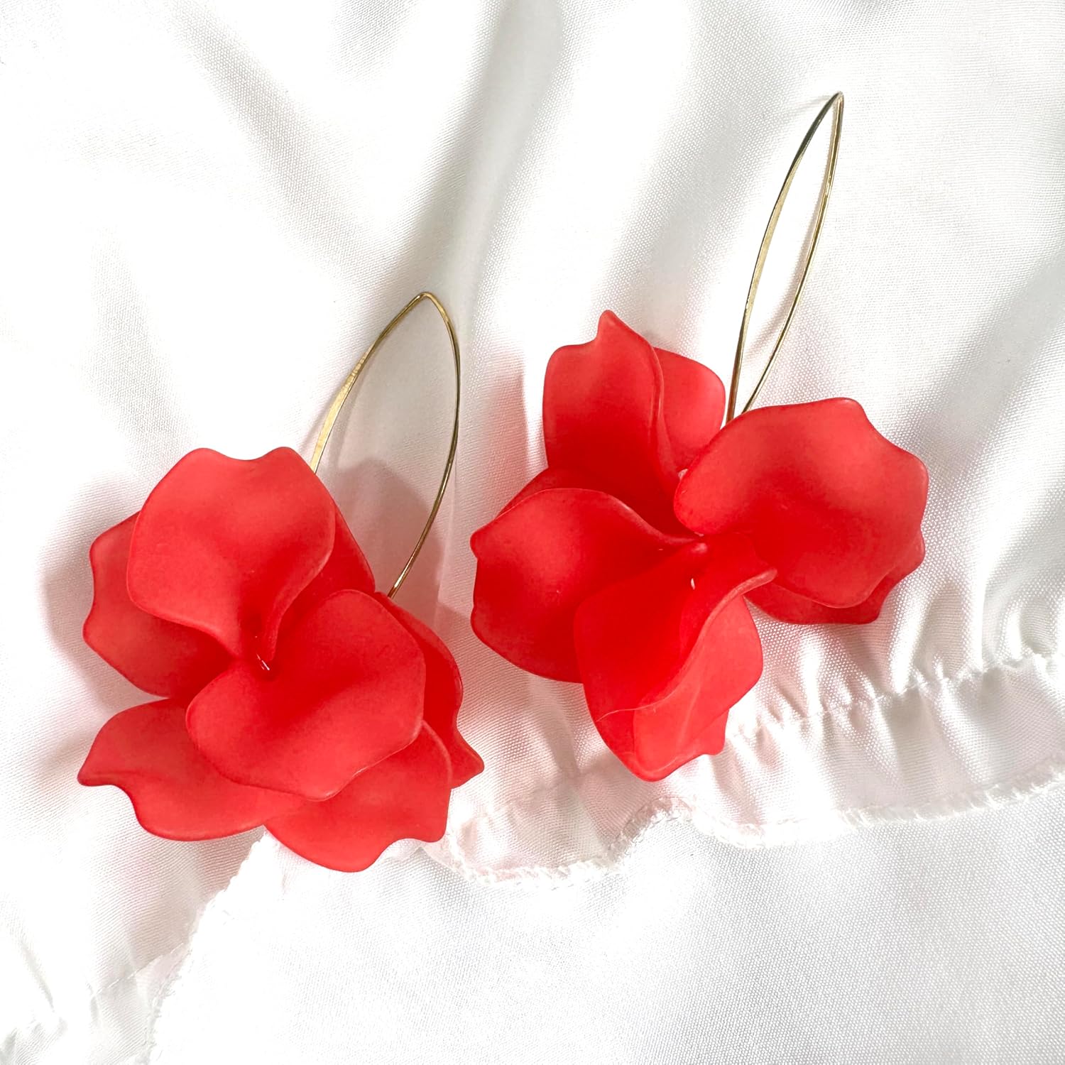 GPASTG Handmade Bohemian Acrylic Flower Petal Dangle Drop Earrings Long Big Rose Floral Earrings for Women - Image 6