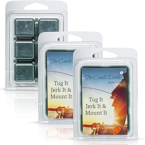 Miniatura 4 de The Candle Daddy 's Gone Fishin' - Tug It Jerk It & Mount It - Cabina rústica perfumada - Cubo de cera con aroma máximo - 1 paquete -2 onzas - 6