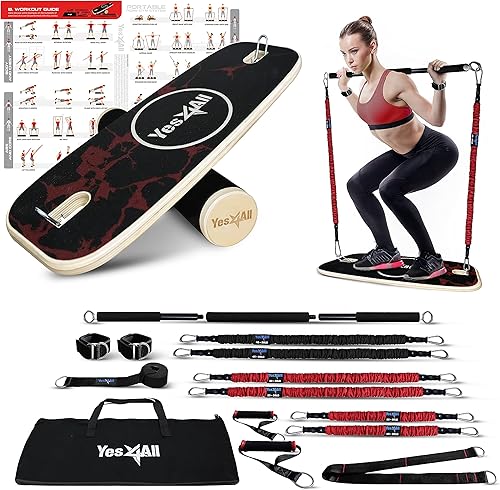 Miniatura 11 de Yes4All Tabla de Equilibrio Entrenador Deportivo, Tabla de Entrenador de Surf con Topes Ajustables, Mejora la Fuerza del Core y el Control del C.
