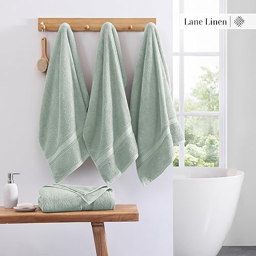 Vista 387 de LANE LINEN Juego de toallas de baño 100% algodón, 18 piezas, cero torsión, secado rápido, súper suaves y altamente absorbentes, 6 toallas de baño, 6