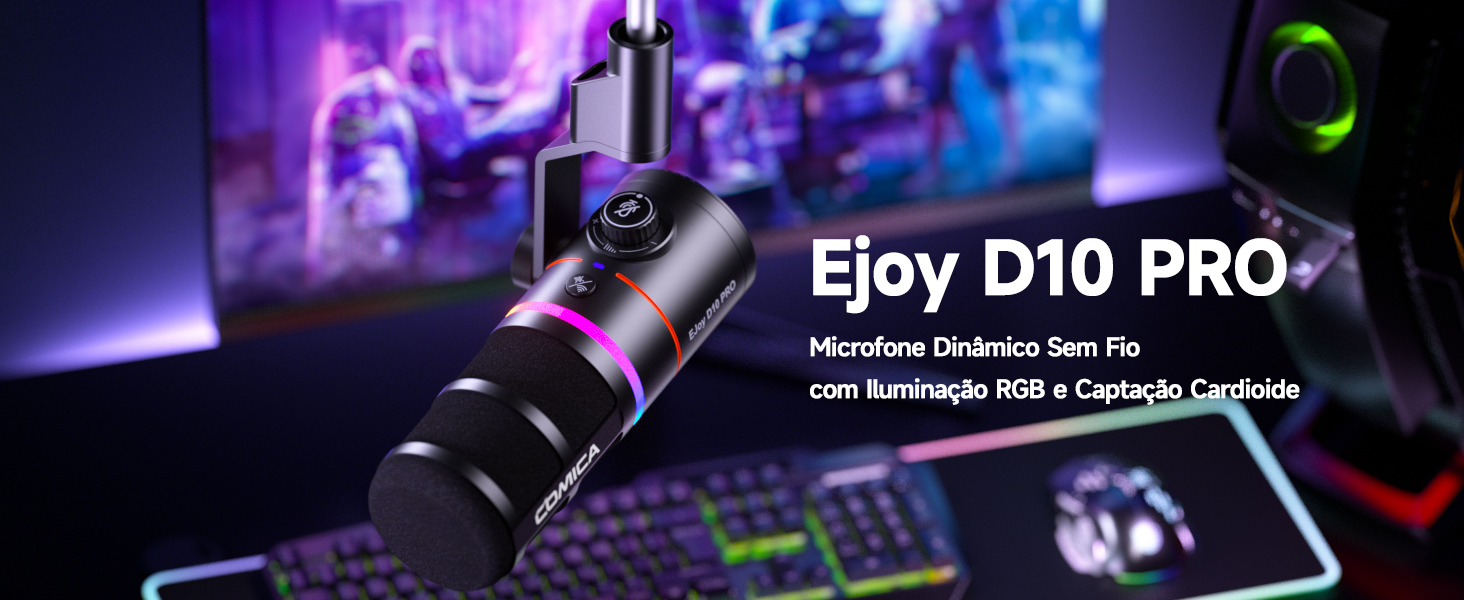 COMICA EJoy D10 Pro Microfone Dinâmico XLR/USB-C para PC e