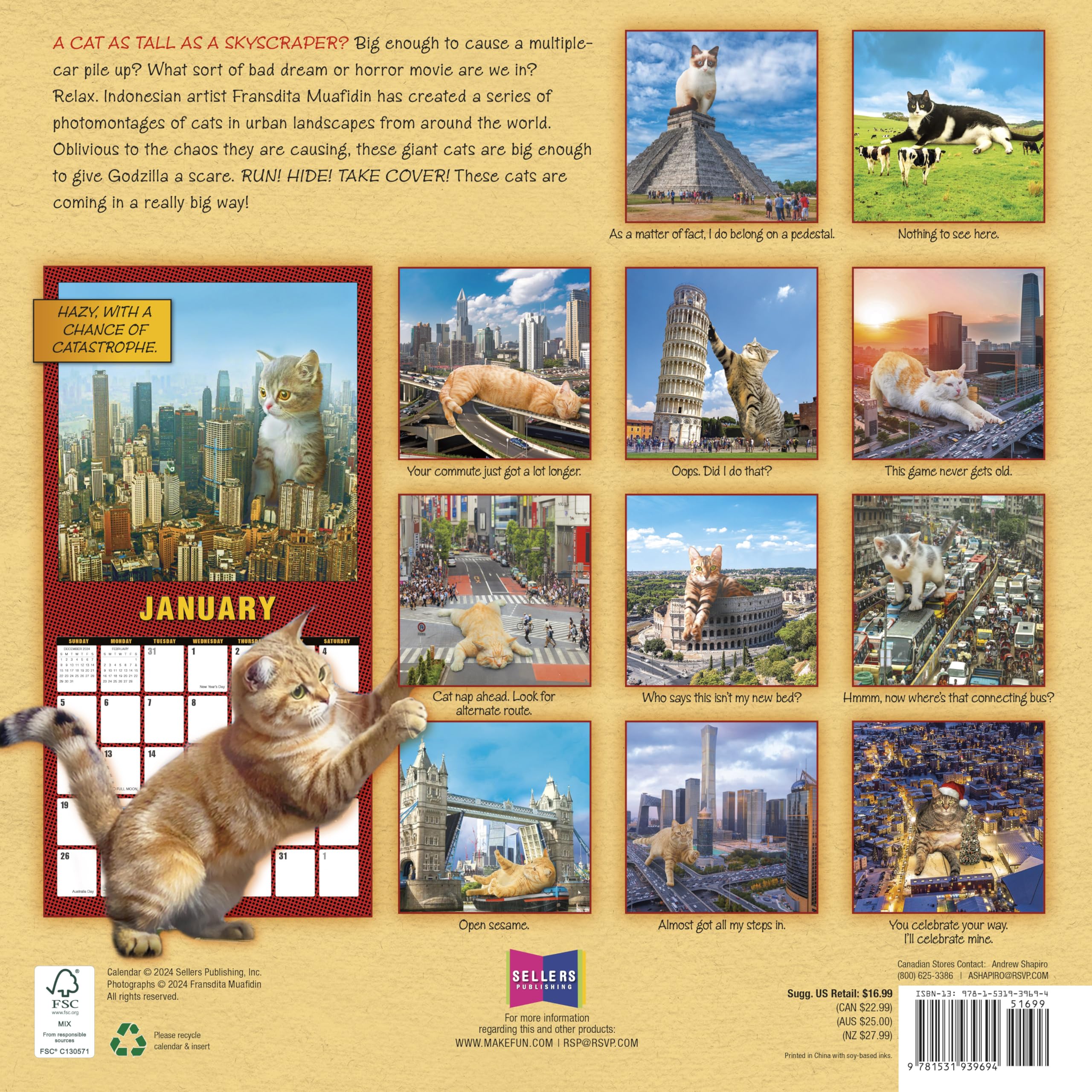 Amazon.com: Catzilla 2025 Wall Calendar, 16-Month Humor & Comic