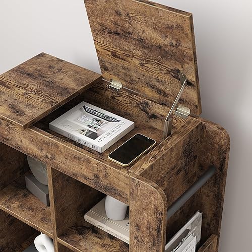 Miniatura 8 de GAOMON Mesa auxiliar con almacenamiento, mesa auxiliar de sofá abatible para sala de estar y dormitorio, mesa auxiliar de madera con estante de