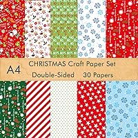 Vista 7 de FEPITO Juego de 60 Hojas de Papel con Patrón Navideño, Papel Decorativo de 14 x 21 cm para Hacer Tarjetas y Álbum de Recortes, 10 Diseños