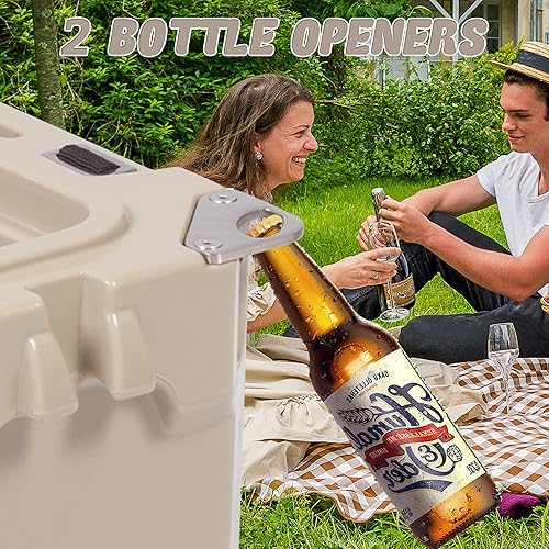 Miniatura 2 de TRY & DO Baúl de hielo portátil y enfriador, enfriadores de camping de 35 cuartos con pestillo de goma resistente, abridores de botellas,