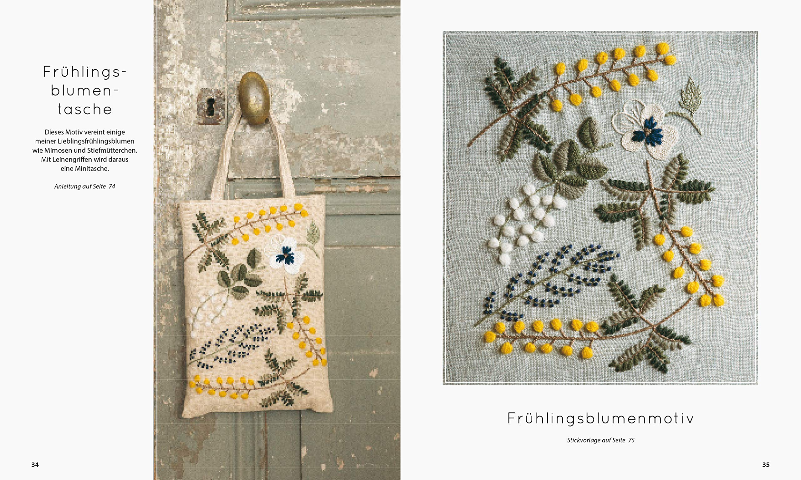 Modernes Sticken. Wunderschöne Designs und Projekte mit Wolle und Baumwolle. Sticken für Anfänger mit 20 Stickvorlagen für Blumen, Pflanzen und Tiere. Mit Anleitung für alle Stickstiche.