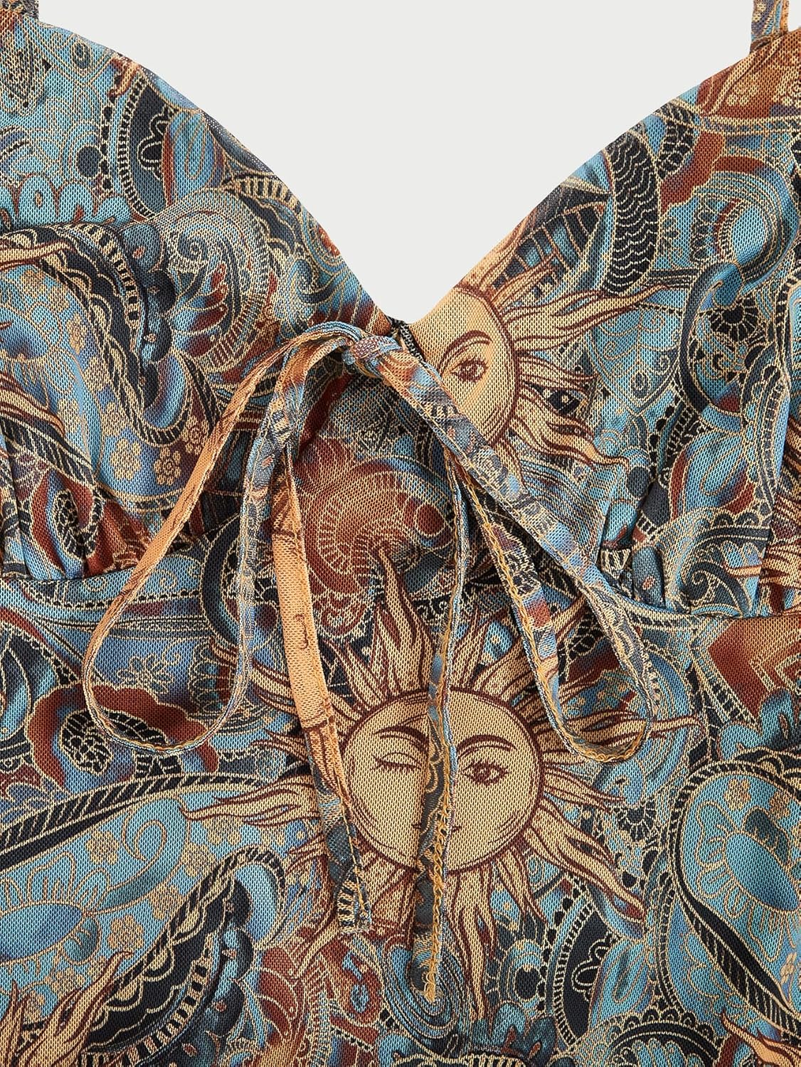 Milumia Women's Paisley Print Cami Short Dress Boho Mesh Mini Sun Dresses - Image 3