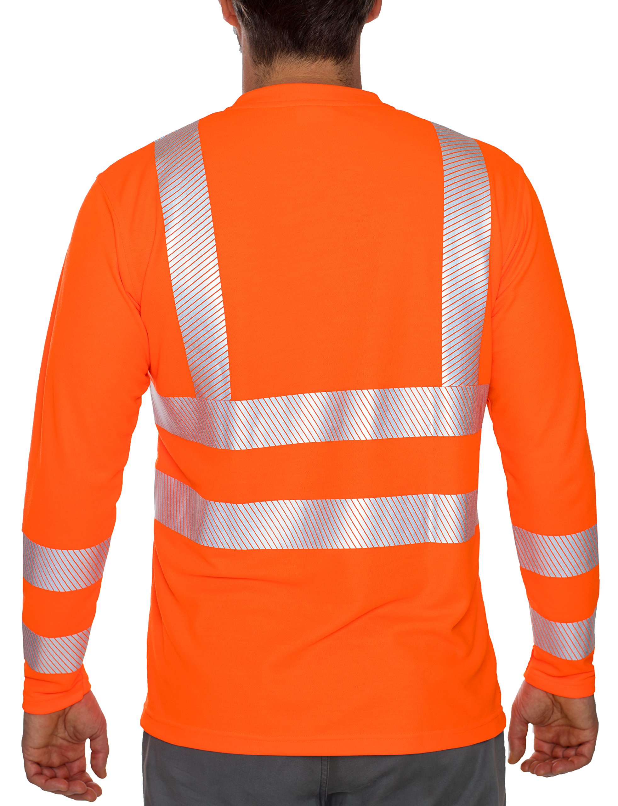 iQ-UV Langarm T-Shirt Orange Hv 4XL - UV-Schutz 50+ mit Warnschutz EN20471 | Warnschutzshirt Klasse 2 für Baustelle und Straße - Sicherheitsshirt langarm - hochsichtbar und robust
