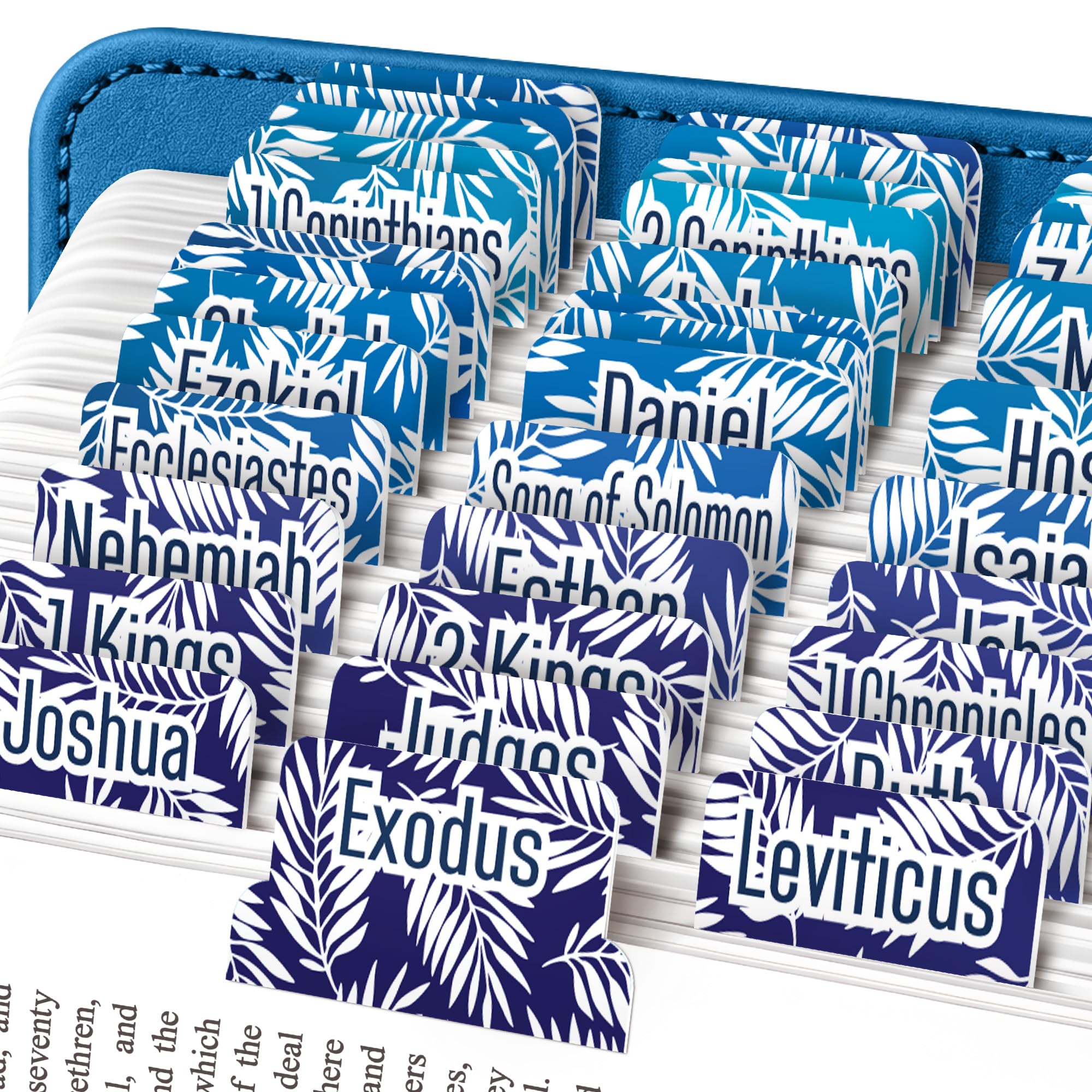 EssexWares - White Leaves Bible Tabs for Old and New Testament, 80 Large Print Tabs for Bible Study, Water-Resistant and Durable Index Tabs for Women and Men - 1.7" Wide โ image 1