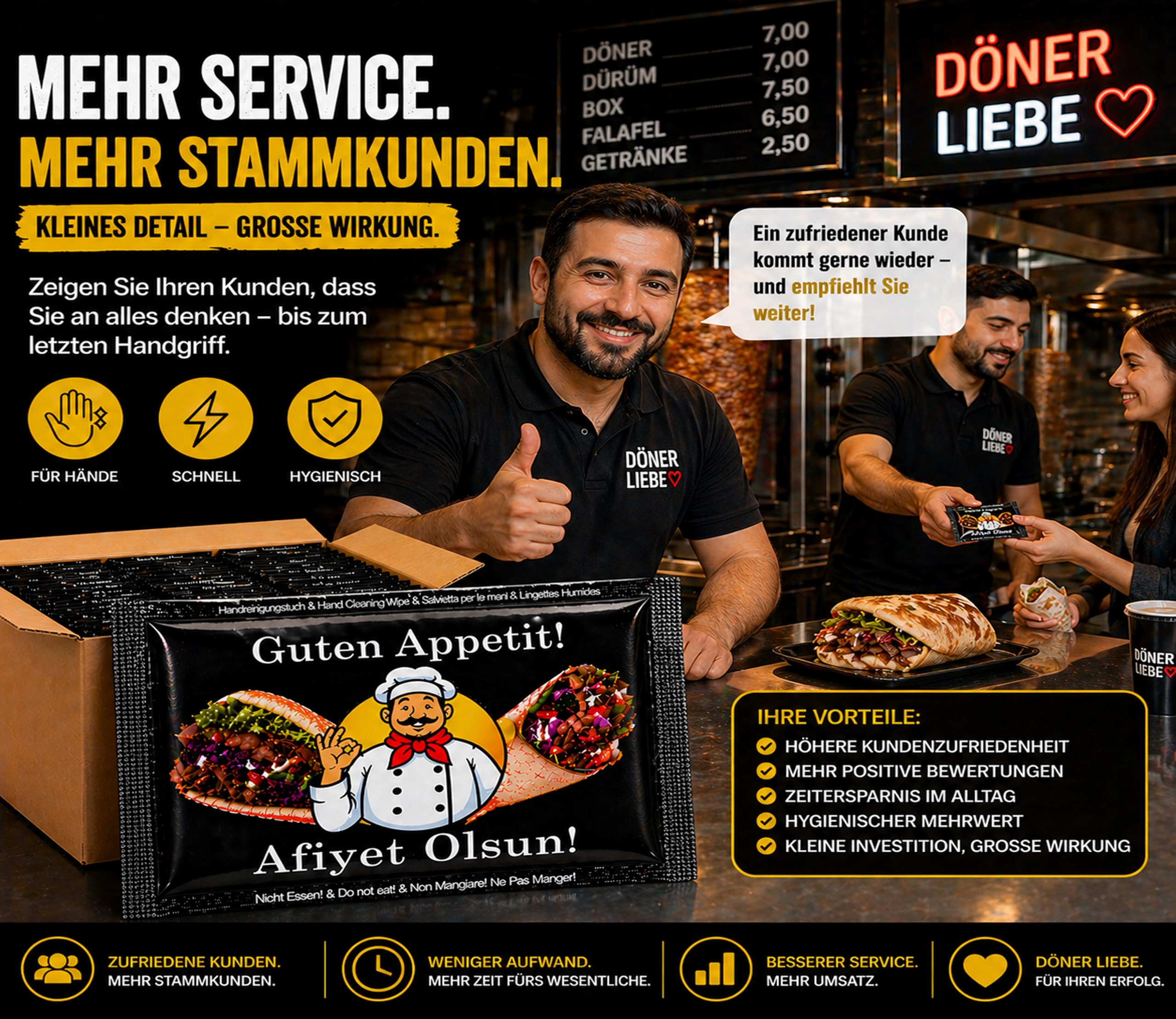 500 Stk Erfrischungstücher | Gastro Feuchttücher | Afiyet Olsun