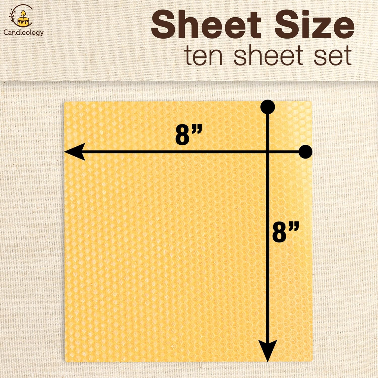 Natural Beeswax Sheets for Candle Making (10-Sheet Pack with Cotton Wicks) Natural Yellow Tone - DIY Beeswax Candle Rolling Kit for Kids & Adults
