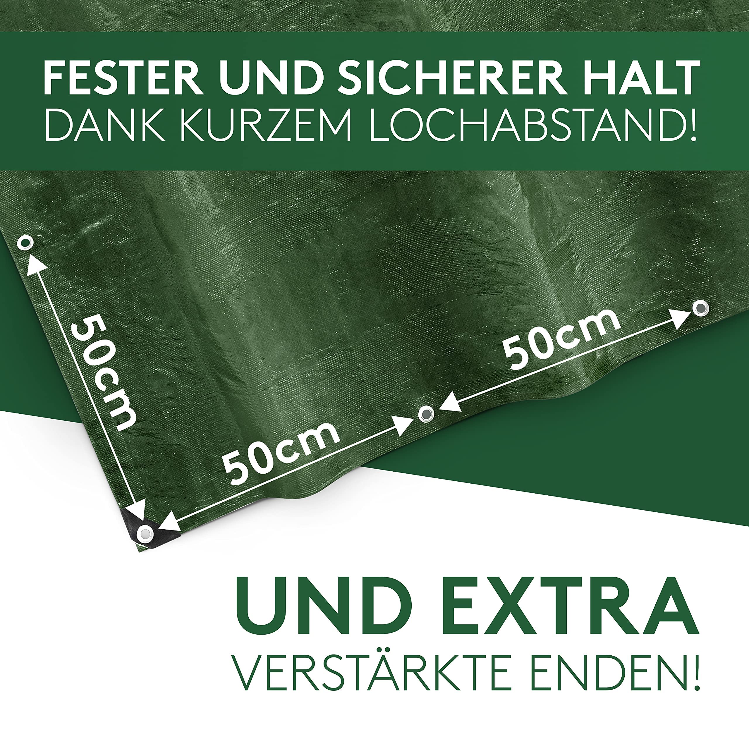 Abdeckplane Wasserdicht 4x6m mit Ösen, Universell einsetzbare Plane, Gewebeplane zum Schutz von Möbeln, Holz, LKW und als Zeltunterlage, Sonnenschutz, Vorzeltteppich, Camping Teppich