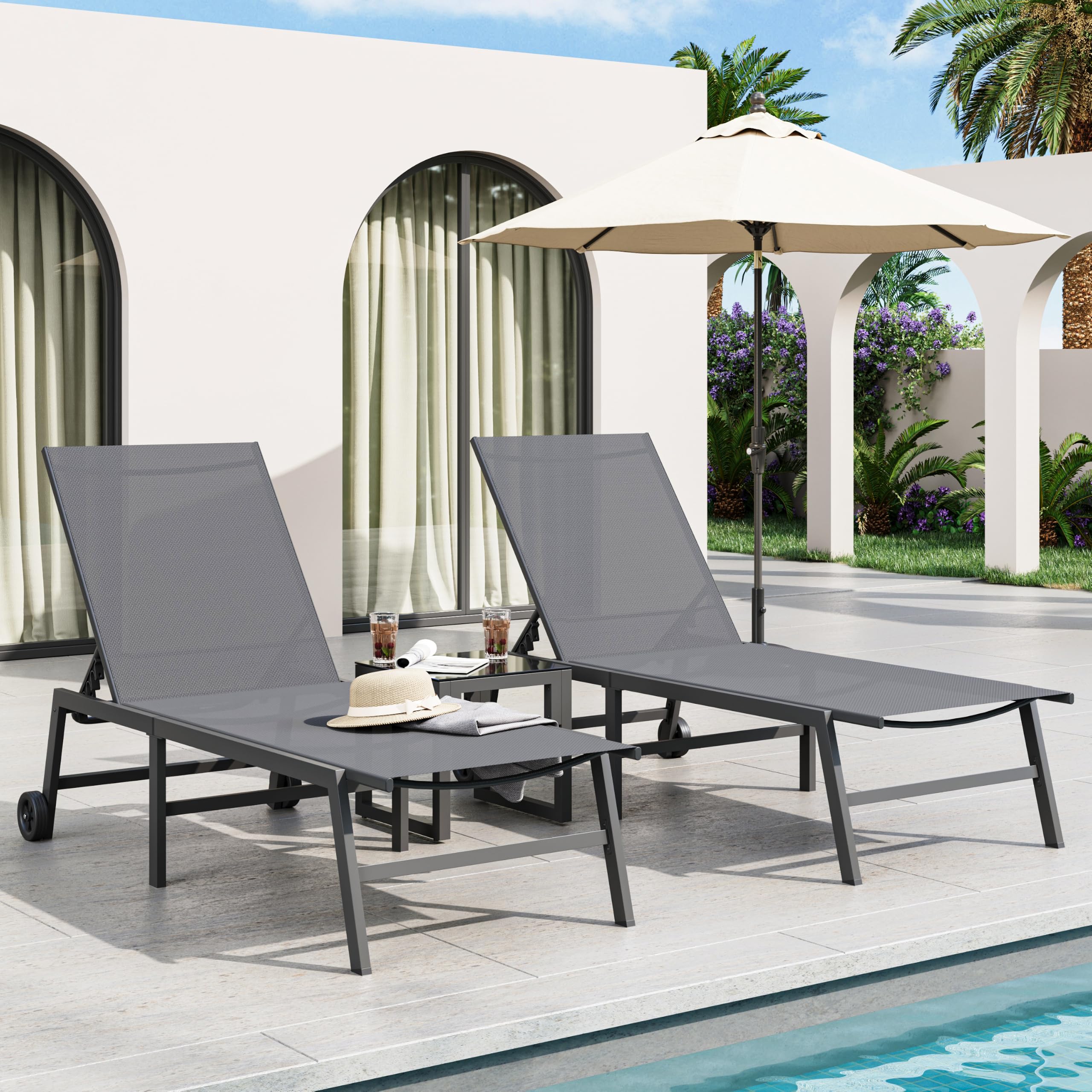 Amopatio Patio Lounge Chairs Outdoor Chaise Lounges Set of 2