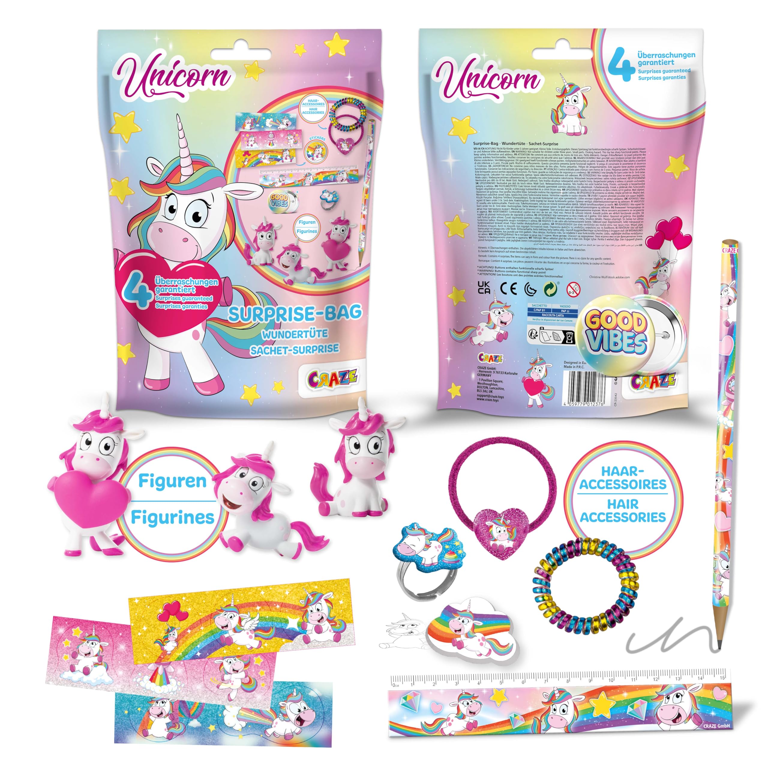 à Faire Soi-même Oltby 134Pcs Kit Anniversaire Licorne Cadeau Pour Fille - Licorne Porte Clés Bague Autocollant Sac Cadeau Anniversaire