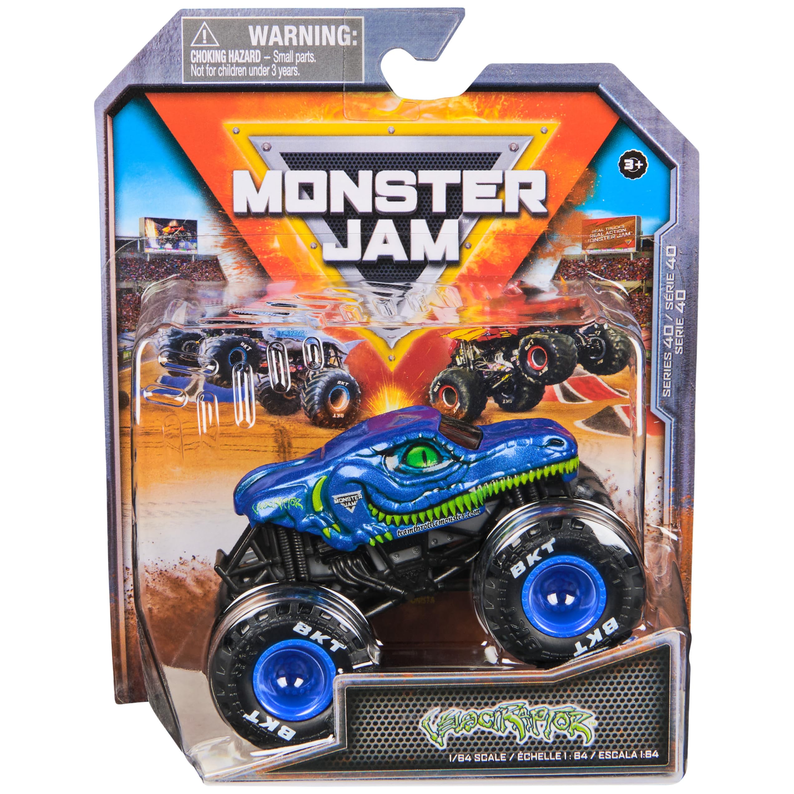 Monster Jam, Official Velociraptor Monster Truck, Die-Cast Vehicle, 1:64 Scale, Kids Toys for Boys Ages 3 and up