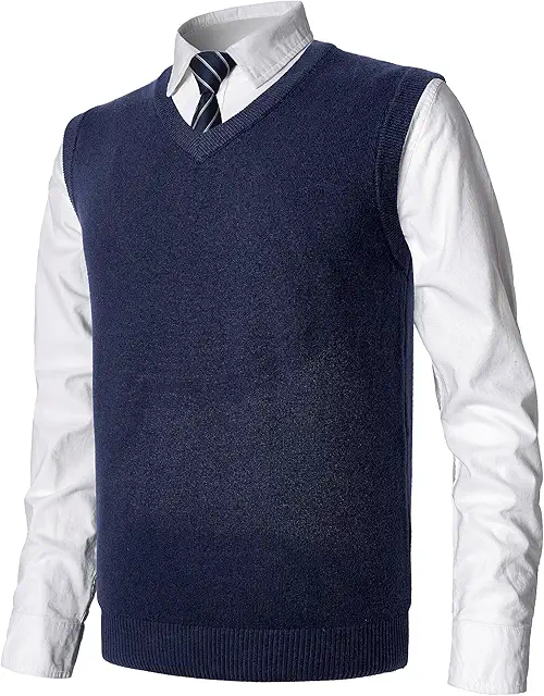 Gilet en Laine sans Manches Homme - Col V Classique Slim Fit Automne Hiver
