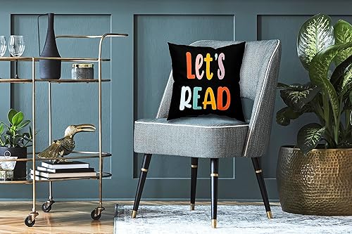 Miniatura 2 de ZNGFON Let's Read Cool Kids Read Books - Fundas de almohada reversibles con palabras coloridas de 18 x 18 pulgadas, para decorar el club de libros,