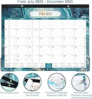 Vista 4 de Calendario de escritorio 2023-2024, calendario de escritorio grande de 18 meses 2023-2024, julio 2023 a diciembre 2024, 22 x 17 pulgadas, bloques