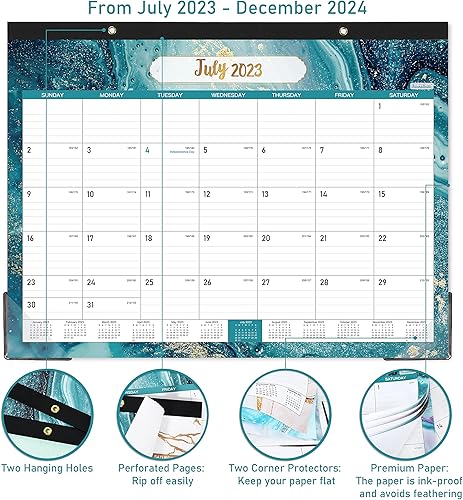 Miniatura 4 de Calendario de escritorio 2023-2024, calendario de escritorio grande de 18 meses 2023-2024, julio 2023 a diciembre 2024, 22 x 17 pulgadas, bloques