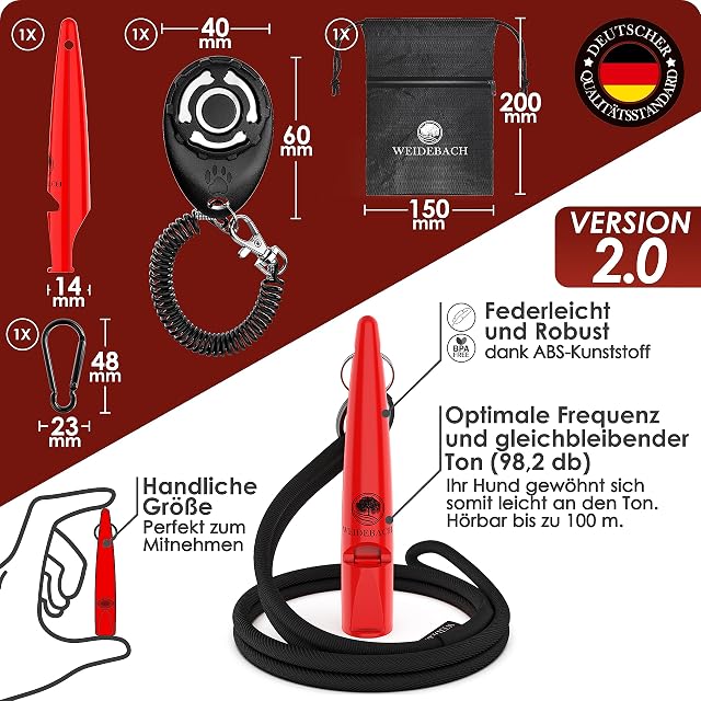 Foto 5 de 6 de Weidebach® Silbato Negro a Distancia para Retorno, silbatos para Perros