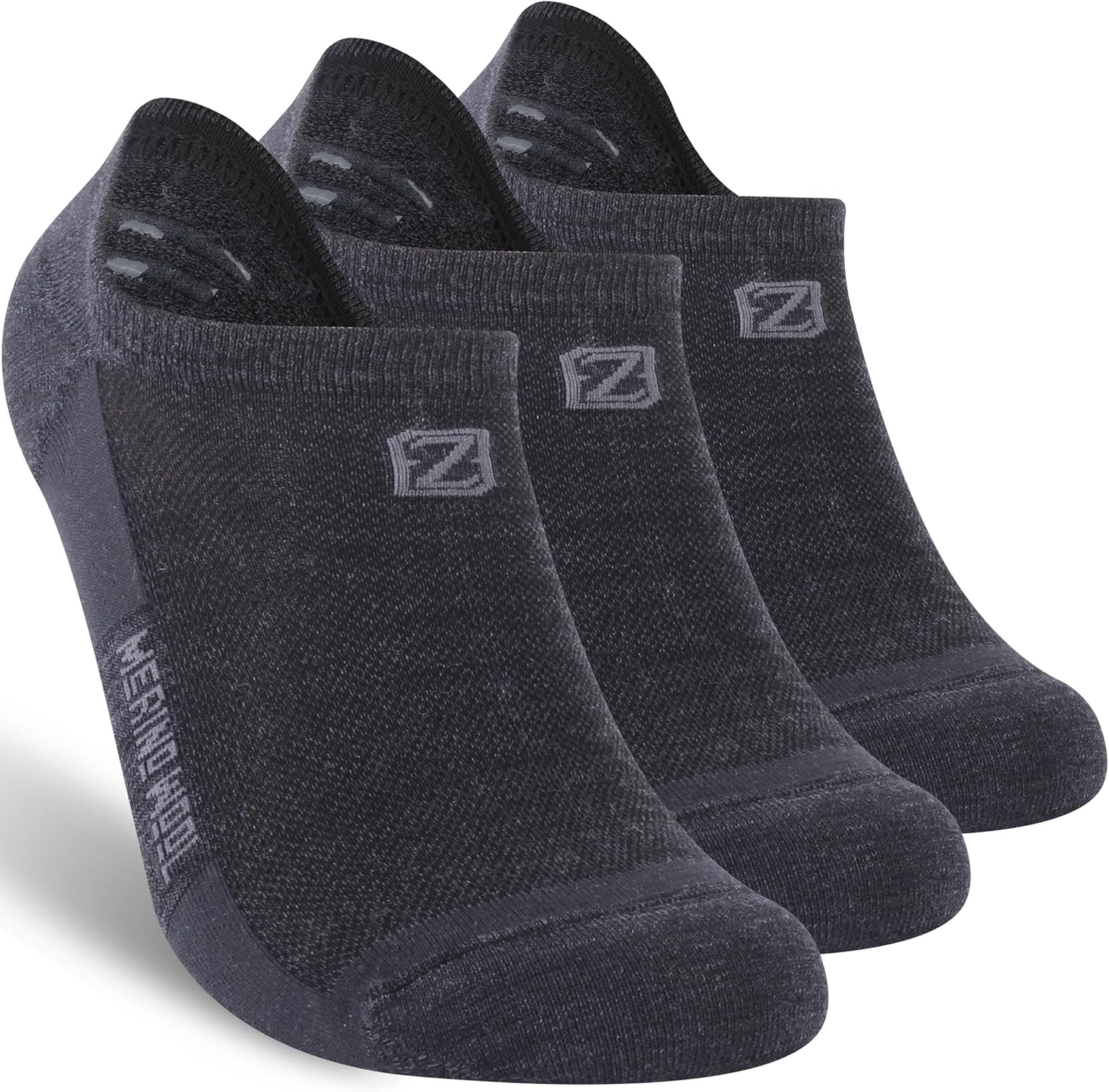 ZEAL WOOD Merino Wool No Show Athletic Socks Ankle Running Golf Tennis Low Cut Hiking Socks 3 Pairs