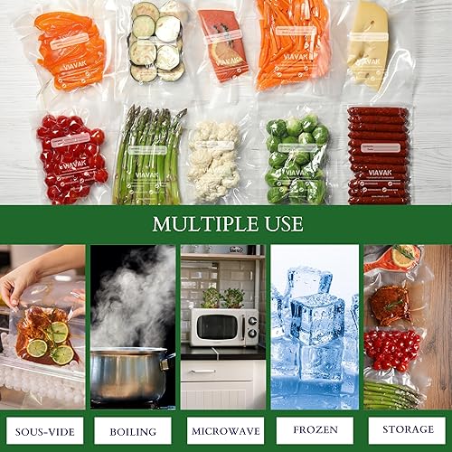 Miniatura 3 de VIAVAK Bolsas selladoras al vacío (6 x 10 pulgadas) para alimentos  100 transparentes + 20 negras adicionales  7 capas de grado comercial, sin BPA,