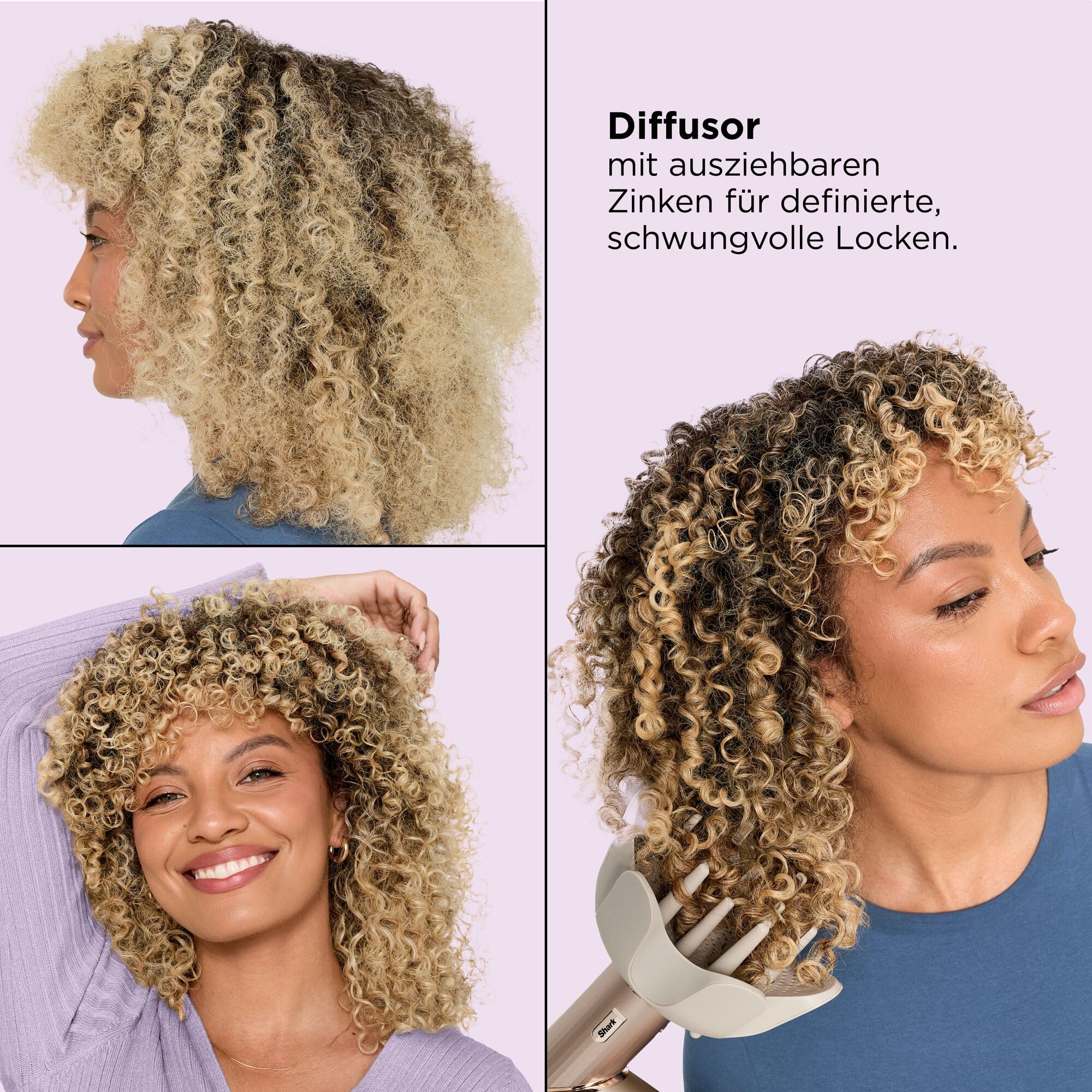 Shark FlexStyle 5-in-1 Luftstyler & Haartrockner 1400W Auto-Wrap-Lockenaufsatz Champagner HD446SLEU