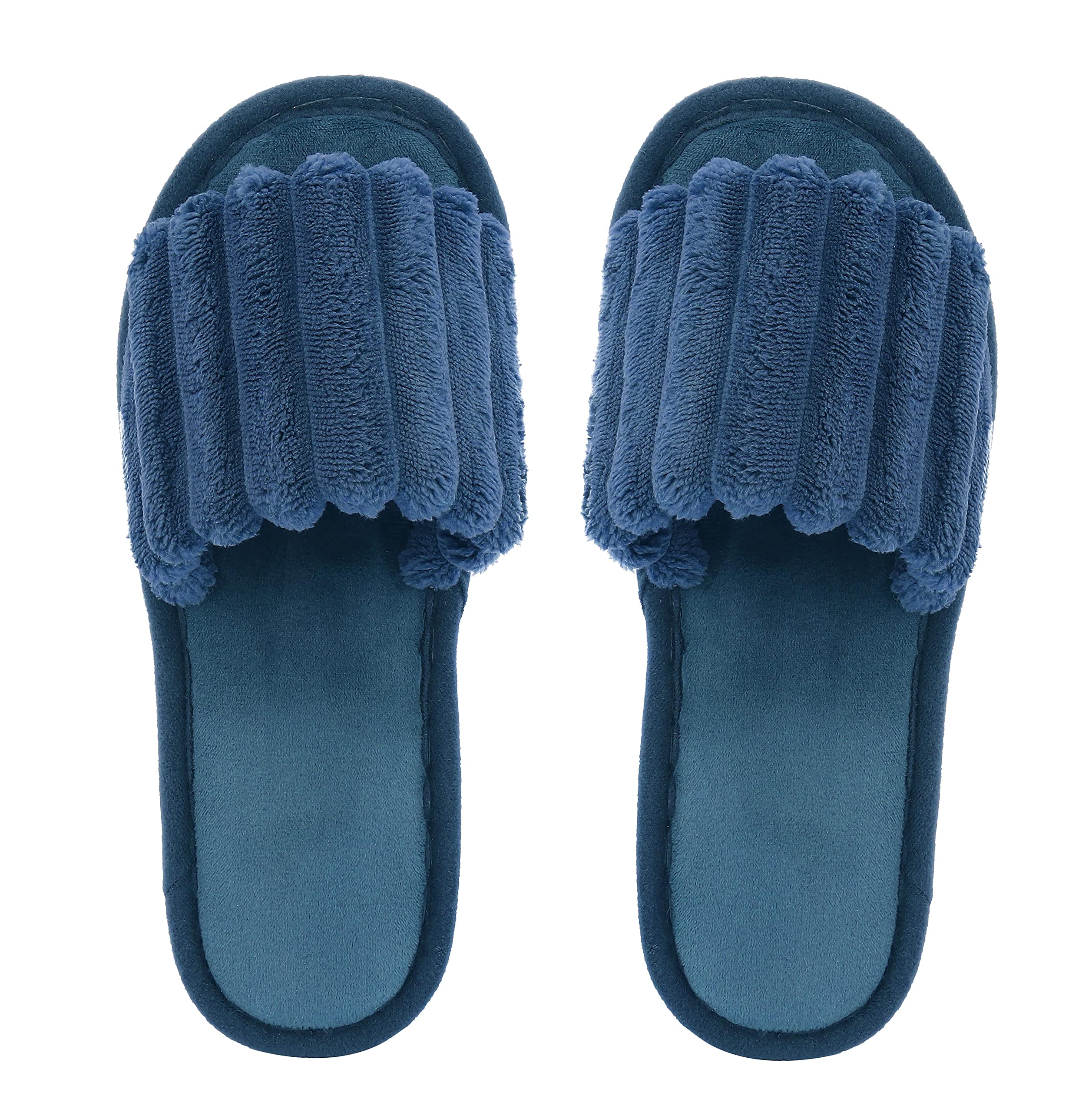CASSIEY Fur Indoor/Outdoor Soft Bottom Slippers |Mens Flipflop | Open Toe Slide Slippers With Fur Lining- Navy (B0B6CK362N) Amazon Price History, Amazon Price Tracker