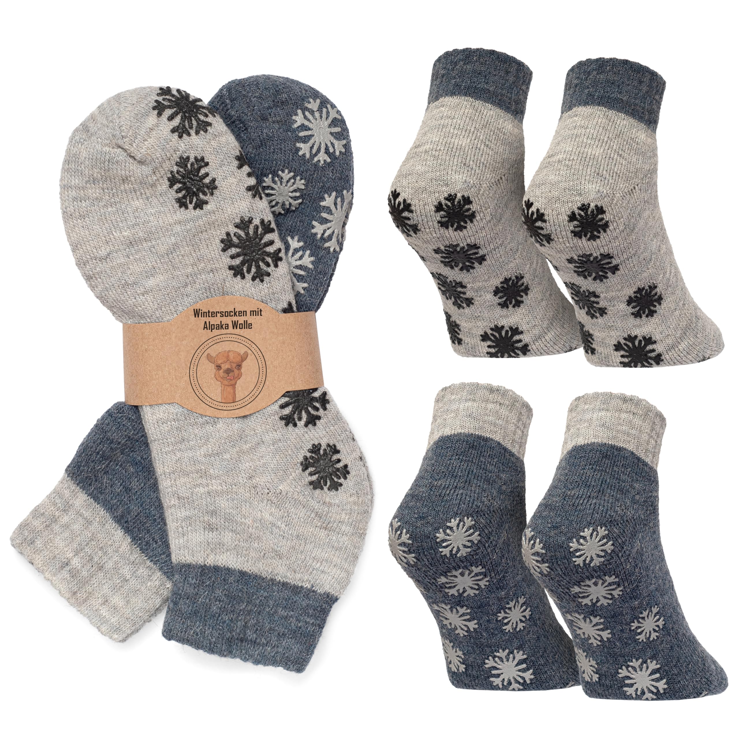 MOUNTREX® Alpaka Socken, Wollsocken für Damen und Herren - Wintersocken, Warme Haussocken, Sneakersocken - Dünn - Kuschelsocken - 2 Paar