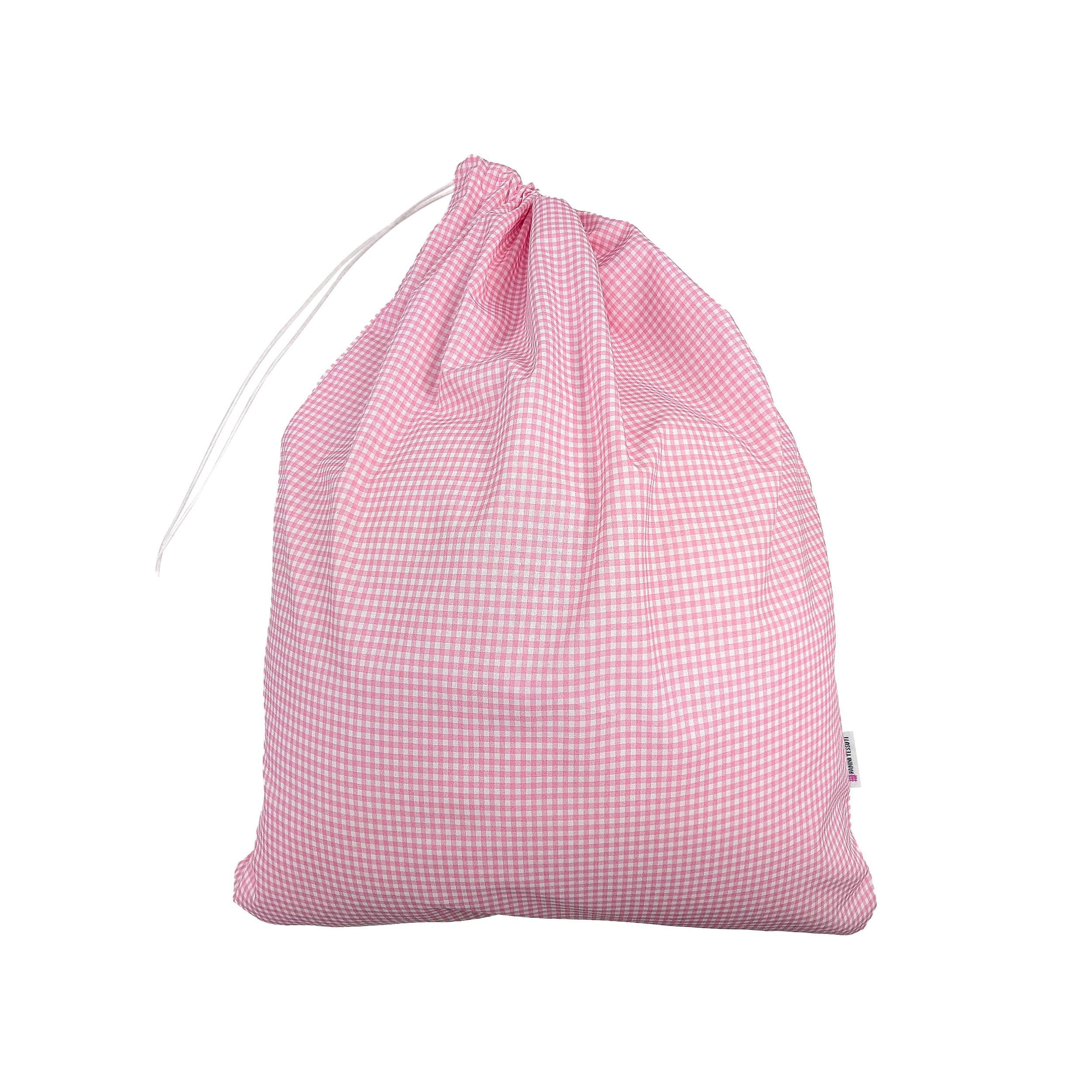 Panini Tessuti Saco de Dormir y Saco de guardería para bebés de 2 a 6 años - Tejido Acolchado 100% algodón, para Dormir en la guardería y en casa - Made in Italy (Saco de Dormir Cuadrados Rosas