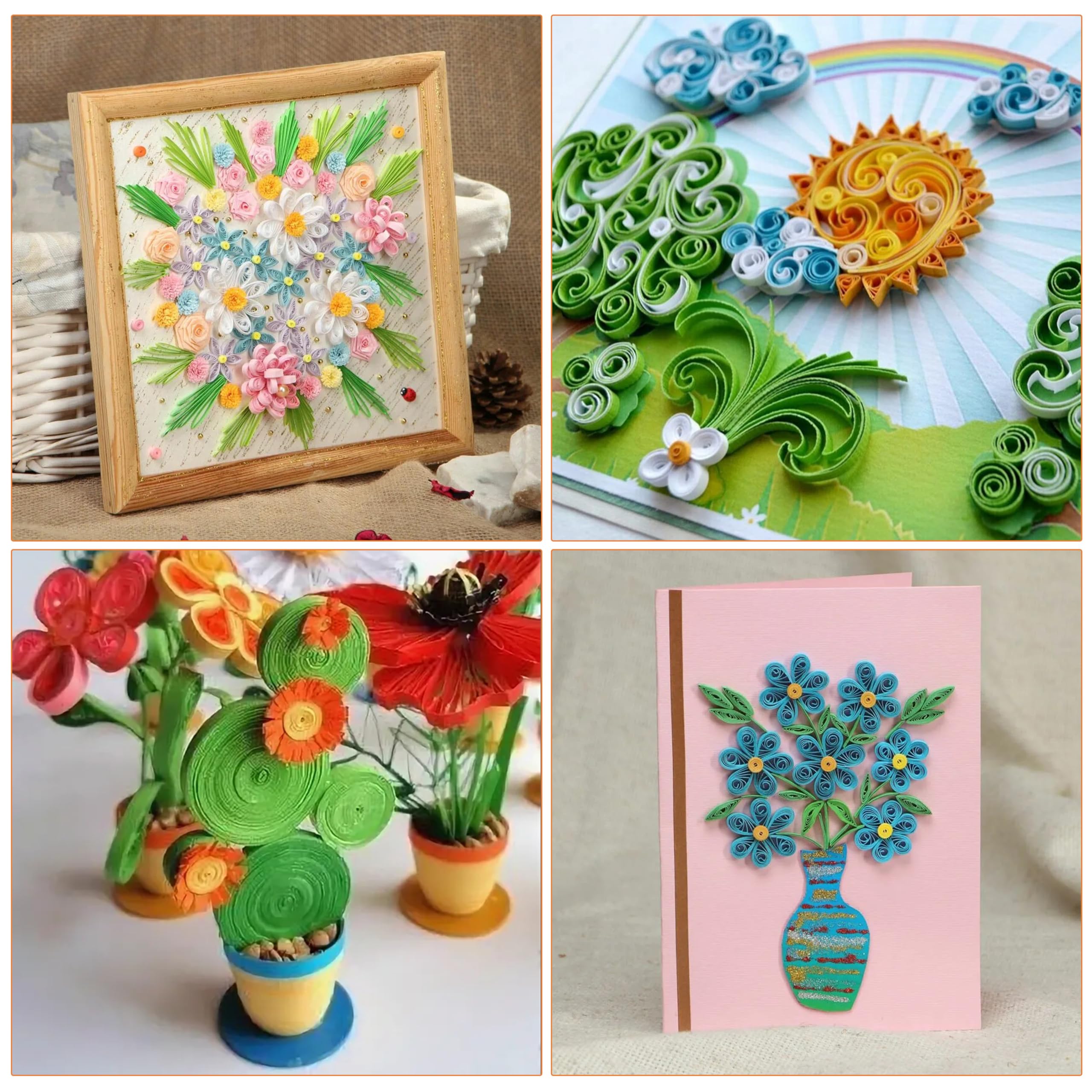 Set Carta Per Quilling - 1040 Strisce, 4 Larghezze (3/5/7/10 Mm), 26 Colori, Per Artigianato - Foto 12