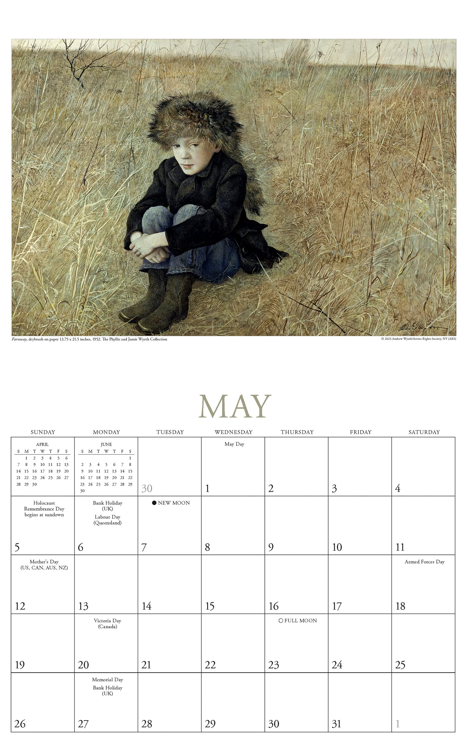 The Art of Andrew Wyeth 2024 Wall Calendar, 16-Month Art & Design Calendar, 12" x 15", 38.1W x 30.5H cm - Image 4