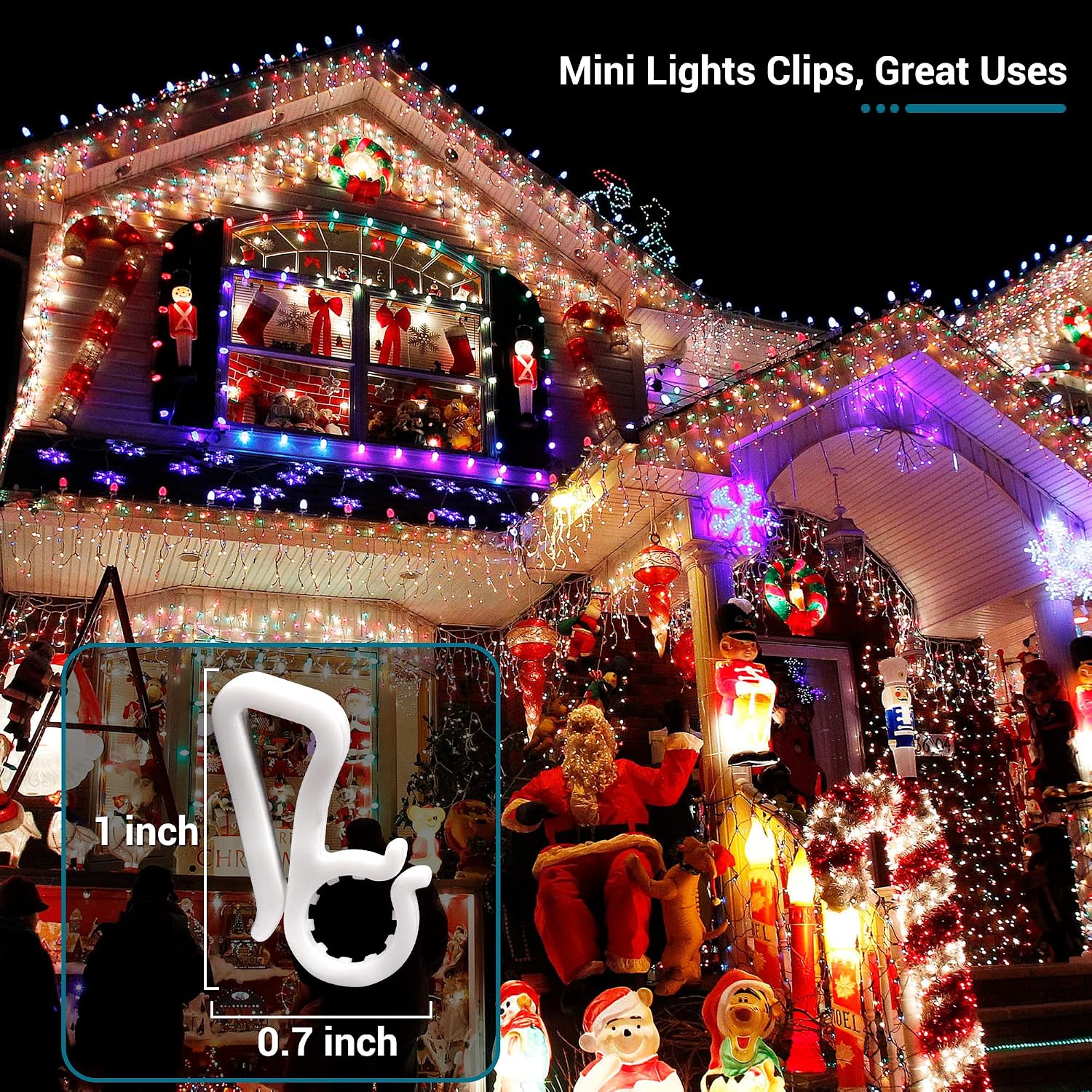 Brizled Christmas Light Clips, 100 Pack Mini Light Clips, Clear Holiday Light Clips for Xmas Party Yard Home, White