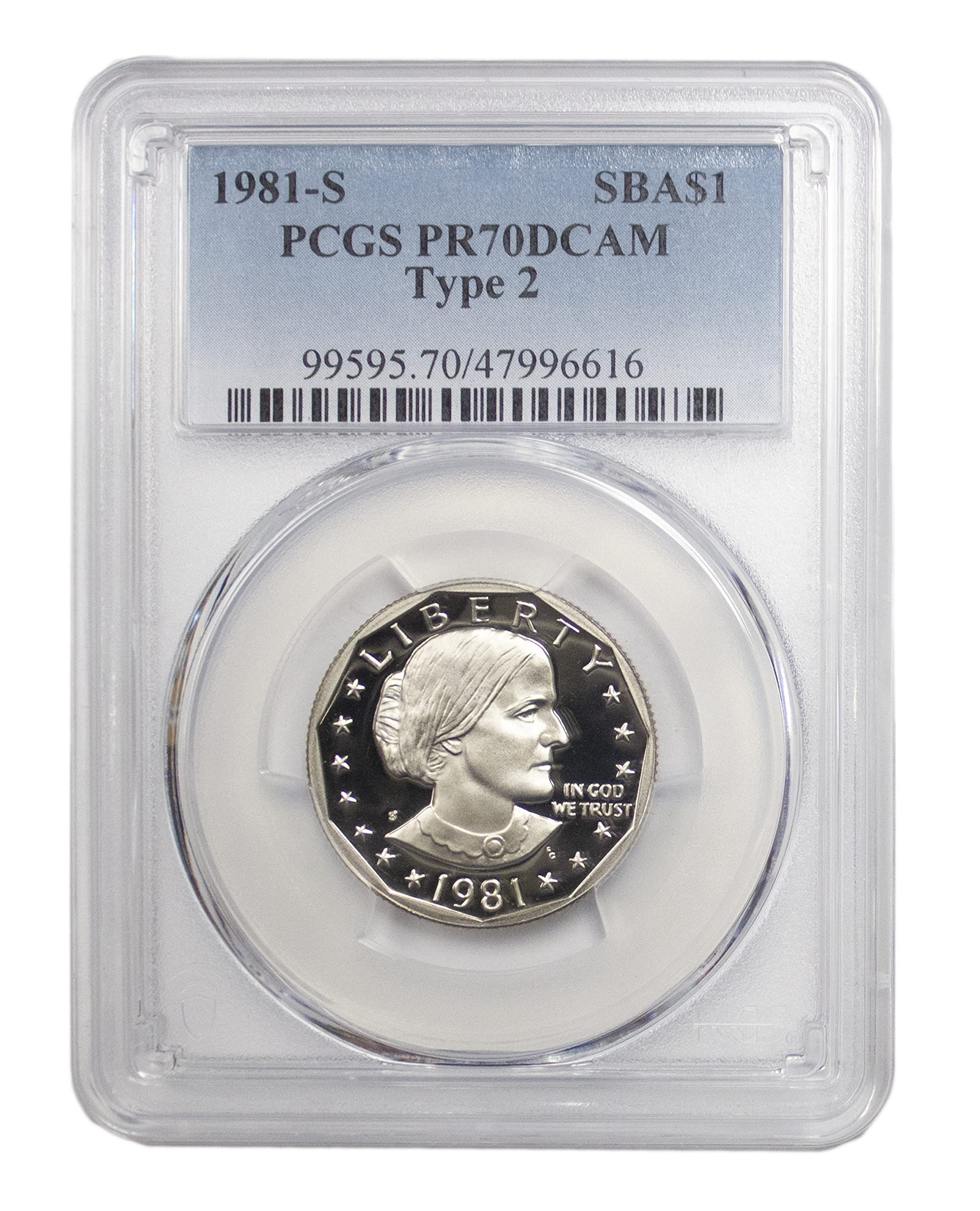 1981 -S Susan B Anthony Proof Dollar Type 2 (SBA) DCAM PCGS PR70