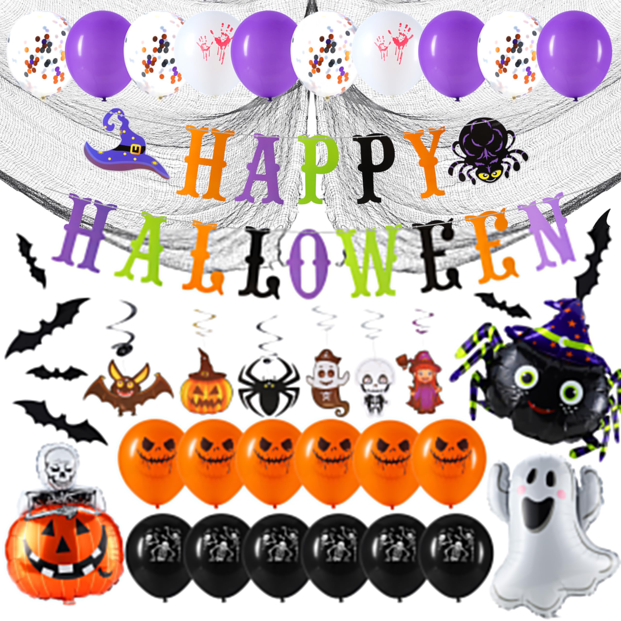JOYIN Halloween Hanging Swirl Decor Set Ghost Pumpkin & Witch Motifs Premium Indoor Outdoor Party Decor for Home Office & Festive Spaces