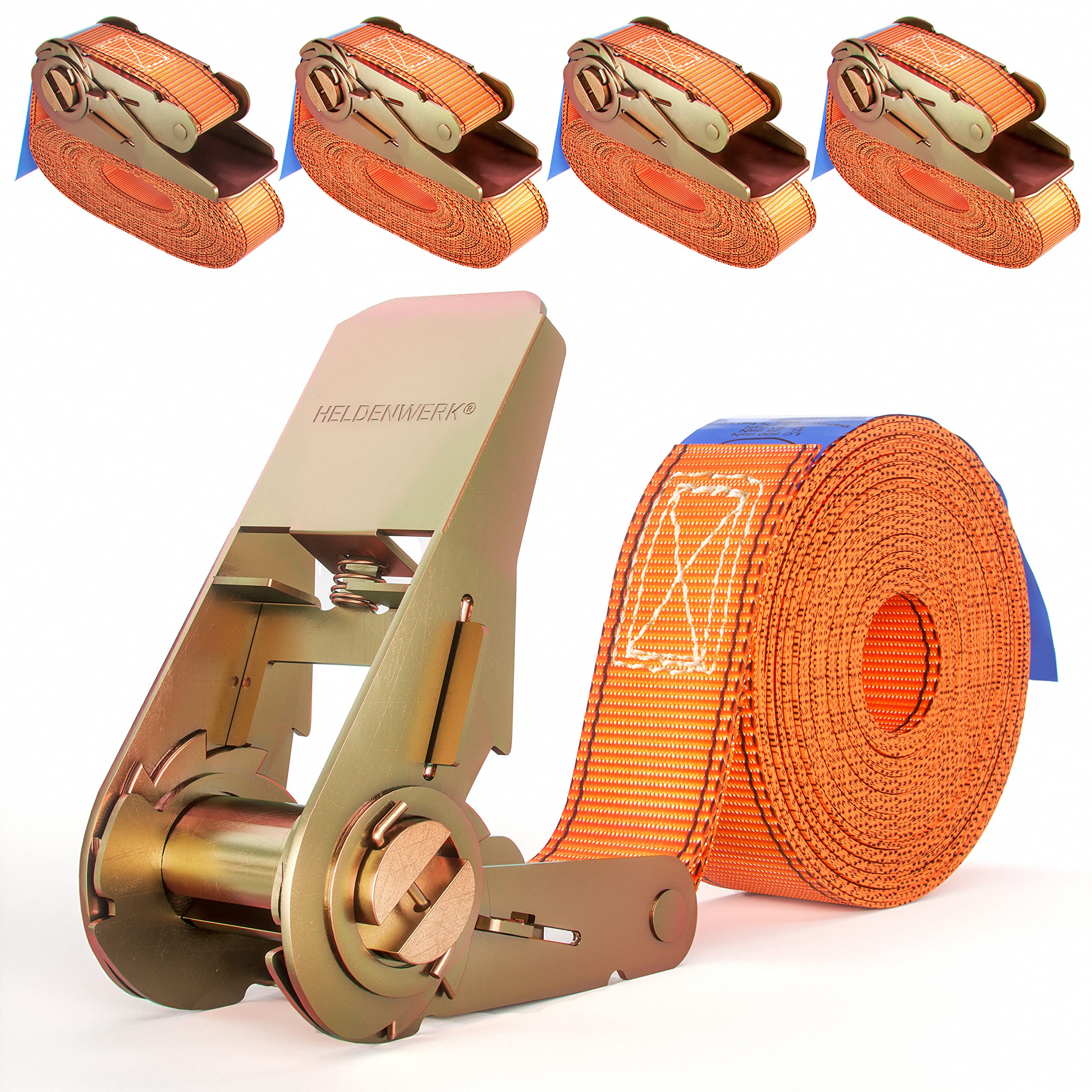 Lot De 4 Sangles D'Arrimage À Cliquet, 5 M X 50 Mm, Réglables Avec