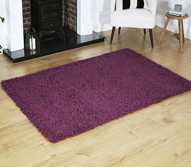 Rugs4Sale 5cm Thick Pile Shaggy Modern Area Rugs Living Room Home Decor Rug | Ideal For Bedroom, Hall, Kids Baby Room, Indoor & Outdoor Rugs Hallway Runners Carpet Mat( Aubergine 40x60cm)