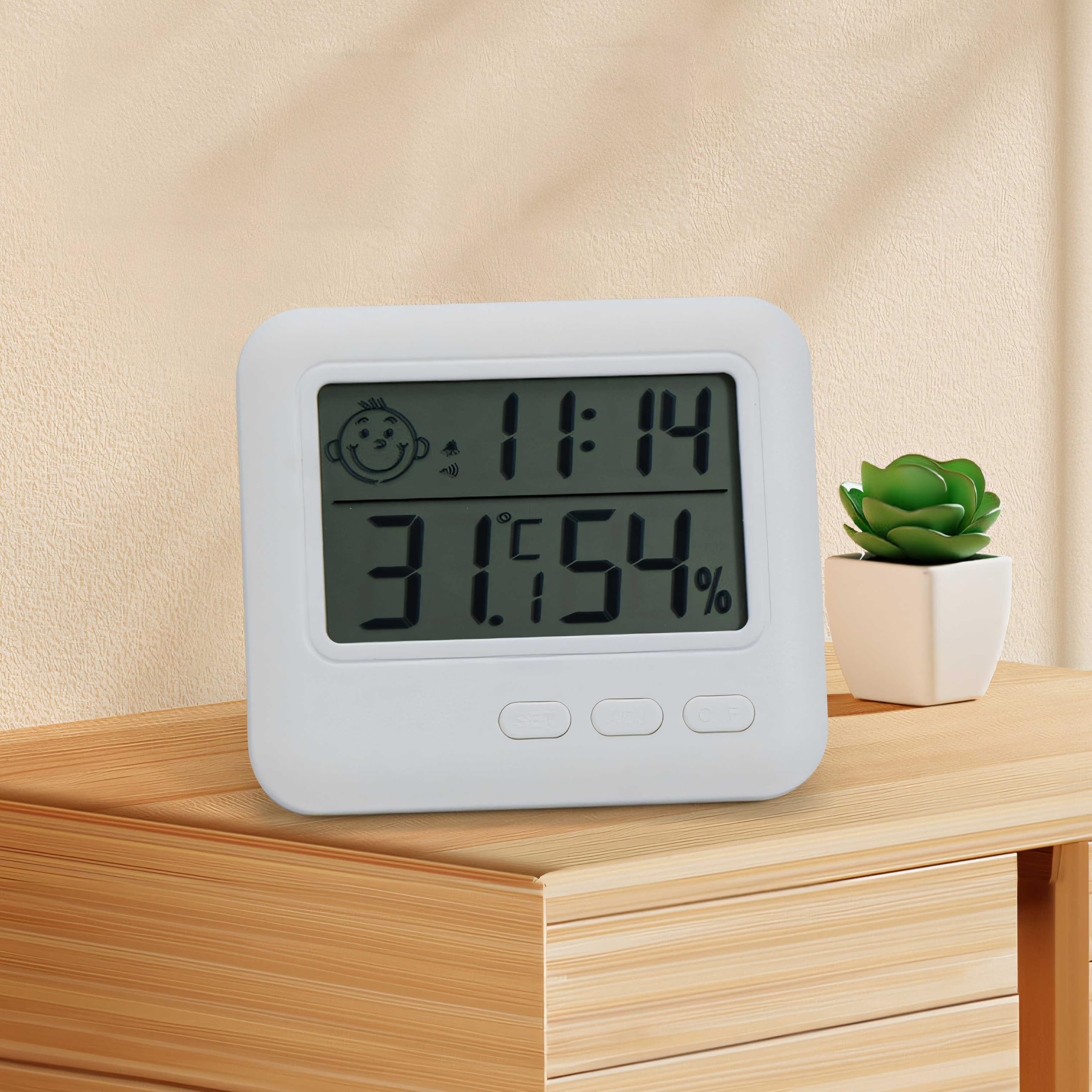 Retoo Termometr, Higrometr do wnętrz, monitor temperatury, pokojowy, miernik wilgotności, zasilanie bateryjne, duży, LCD do biur, domu, dla gadów, biały, kolor