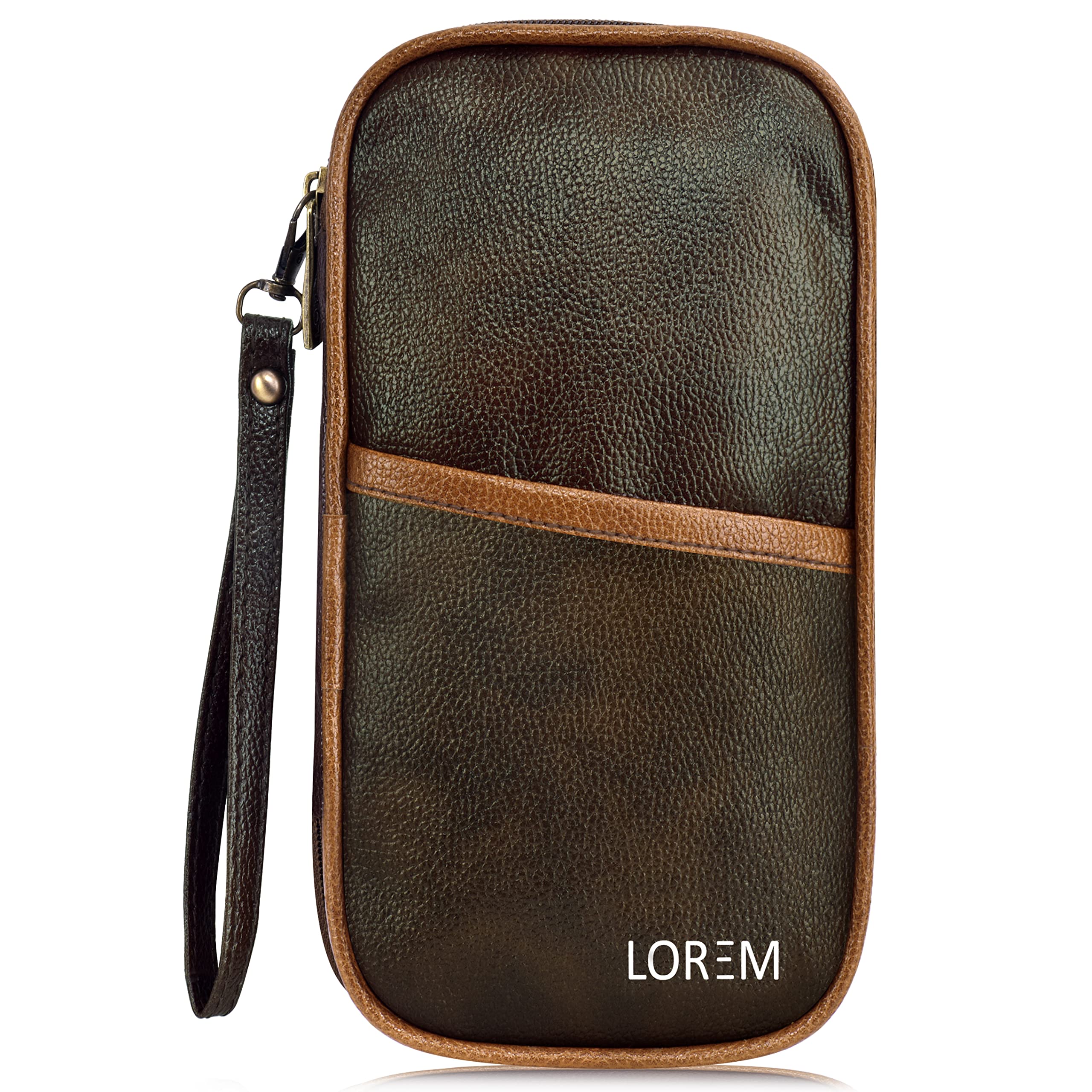 Travel Family Passport Holder Wallet Organizer Case for Credit Debit Card Ticket Coins Money Cash Currency Boarding Pass Pen with Removable Hand Strap- Brown OG03-image-47