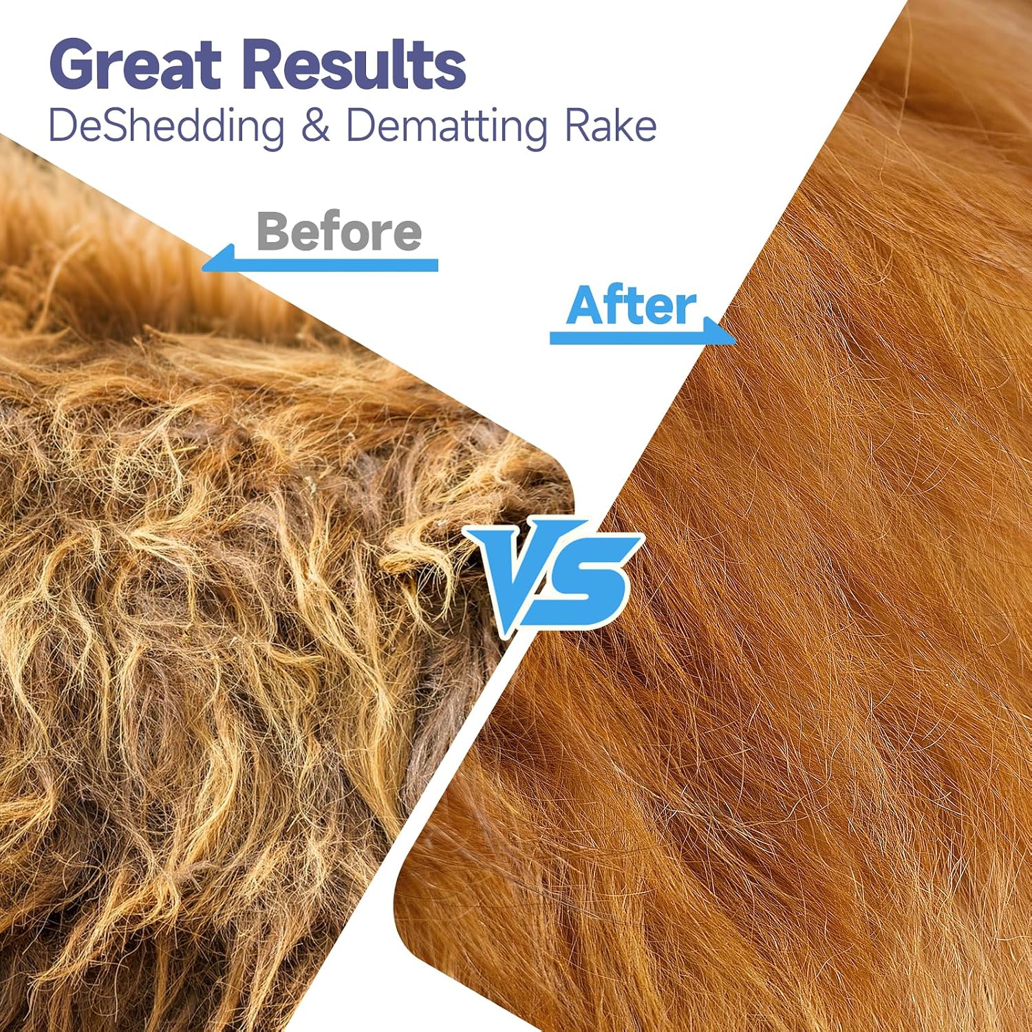 Dog Brush for Shedding & Dematting, Undercoat Rake for Long & Short Hair | 2-in-1 undercoat rake and fine comb for deep deshedding, removing mats, tangles and loose fur with bamboo handle