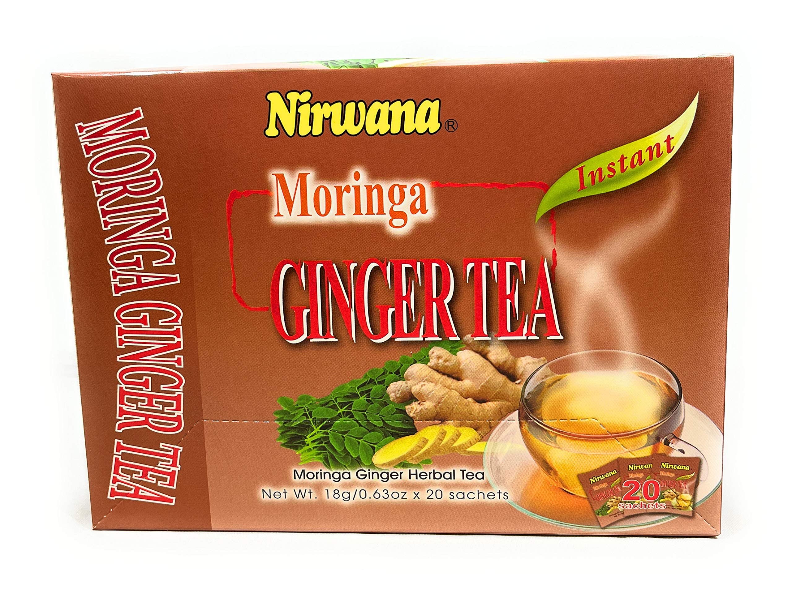 Moringa Ginger Tea – Herbal Blend with Spices & Botanicals – Refreshing Loose Leaf & Tea Bags for Daily Wellness