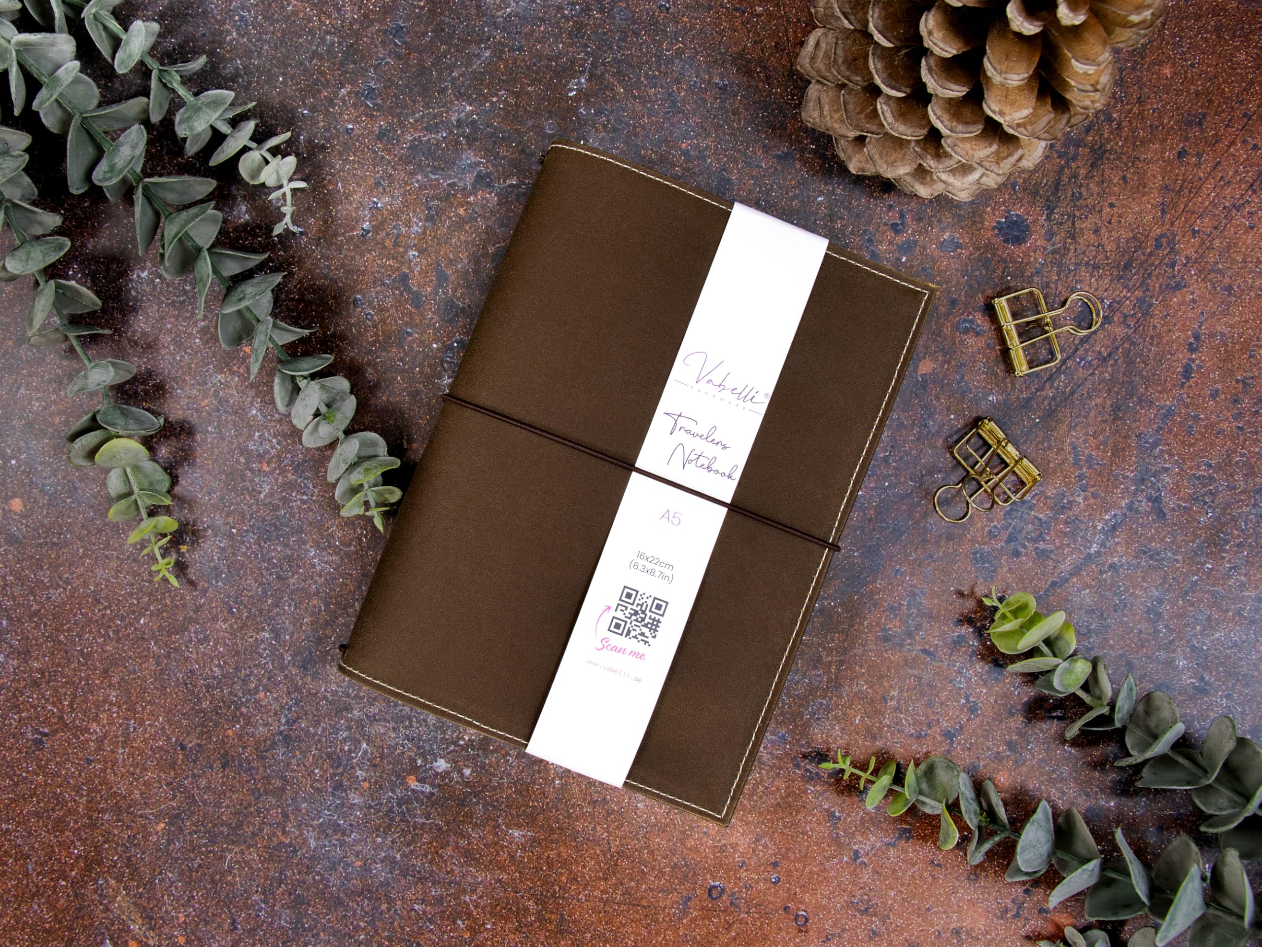 Travelers Notebook, braun, – verschiedene Größen, nachfüllbar – Handmade Journal aus waxed Canvas, Platz für 2 Hefte, optional mit Notizheften, dots oder blanko, undatiert