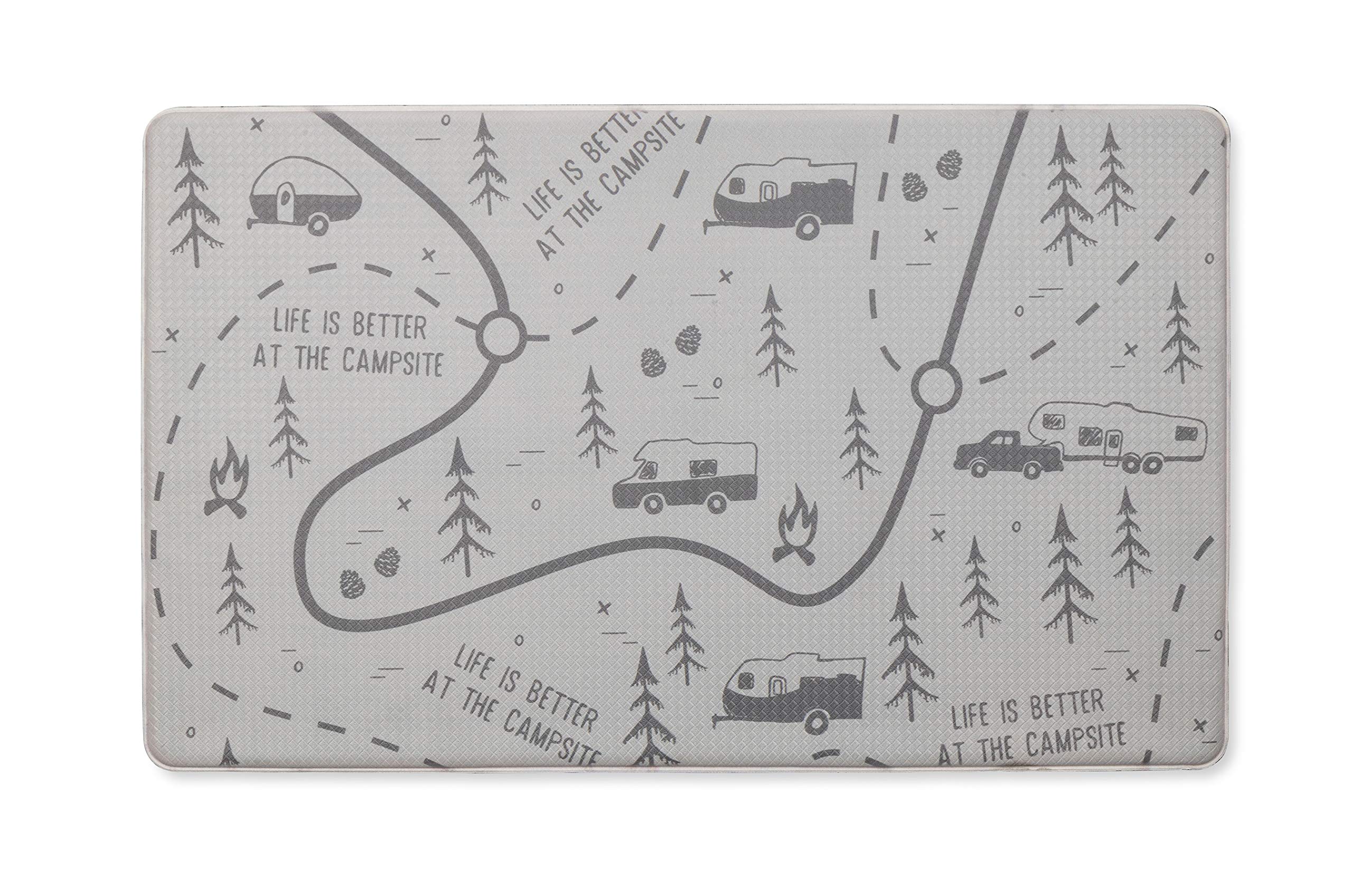 Camco Life is Better at The Campsite Anti-Fatigue Kitchen Mat, Map Design | Reduces Discomfort While Standing for Extended Periods | Features a Non-Slip Surface (53436)