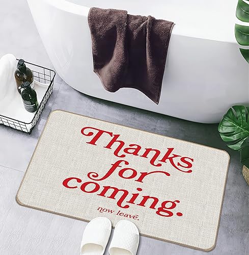 Miniatura 5 de Tapete divertido y moderno con texto en inglés "Thank for Coming Now Leave" (Gracias por venir ahora y dejar), 17 x 30 pulgadas, decorativo para el